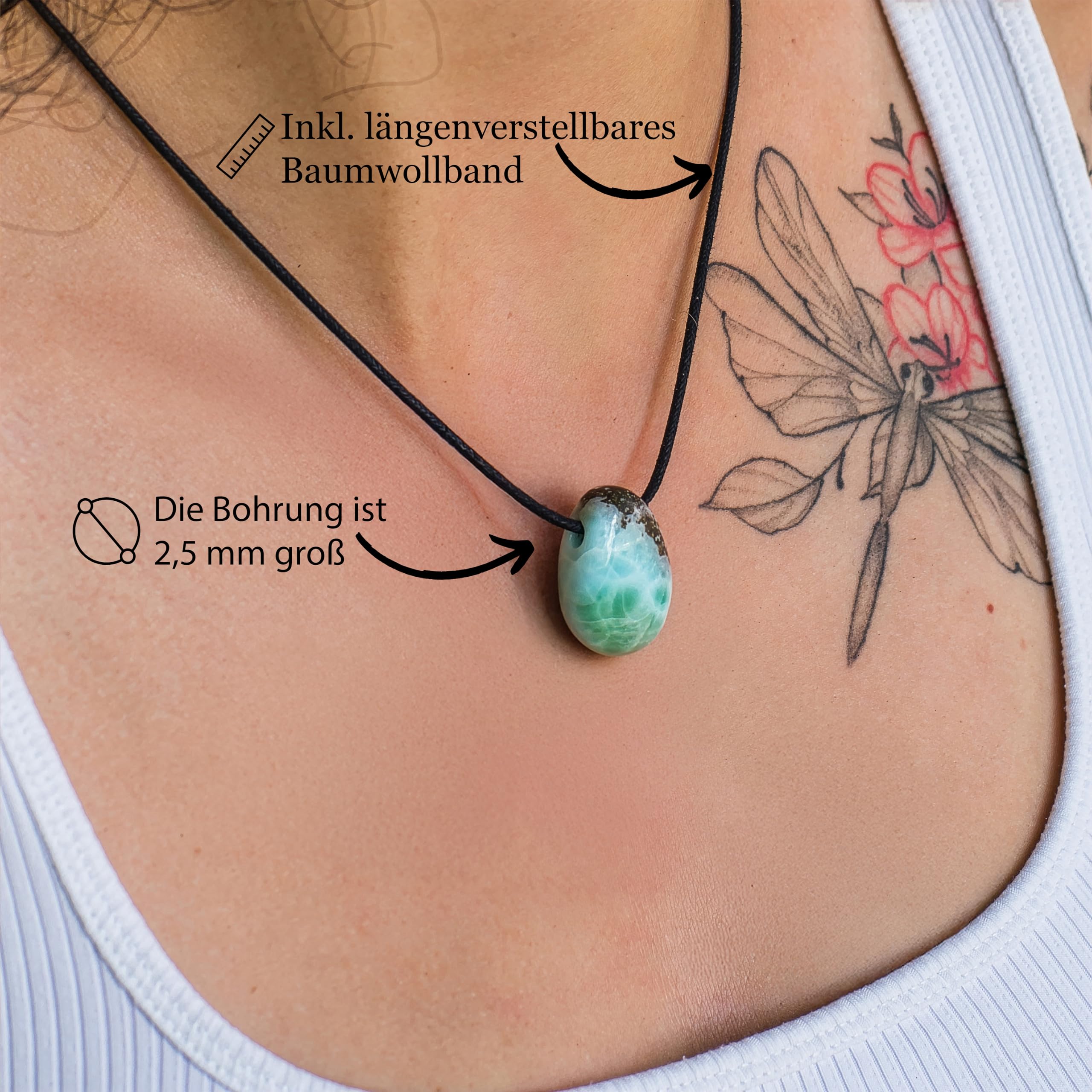 Larimar Tropfen Anhänger Kette Edelstein Heilstein Damen Herren