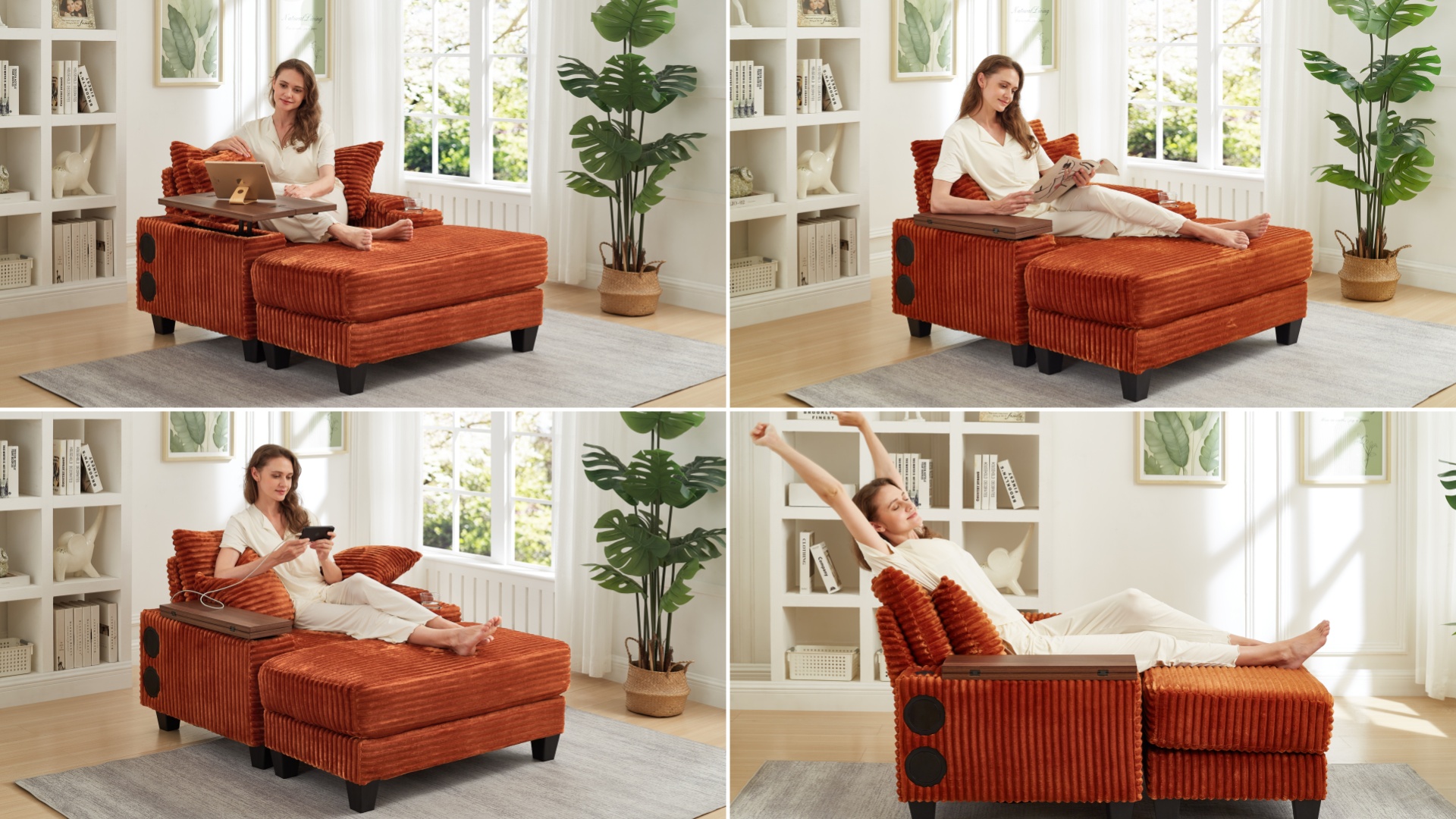 Sillón Plegable Comodo Negro miniatura 7