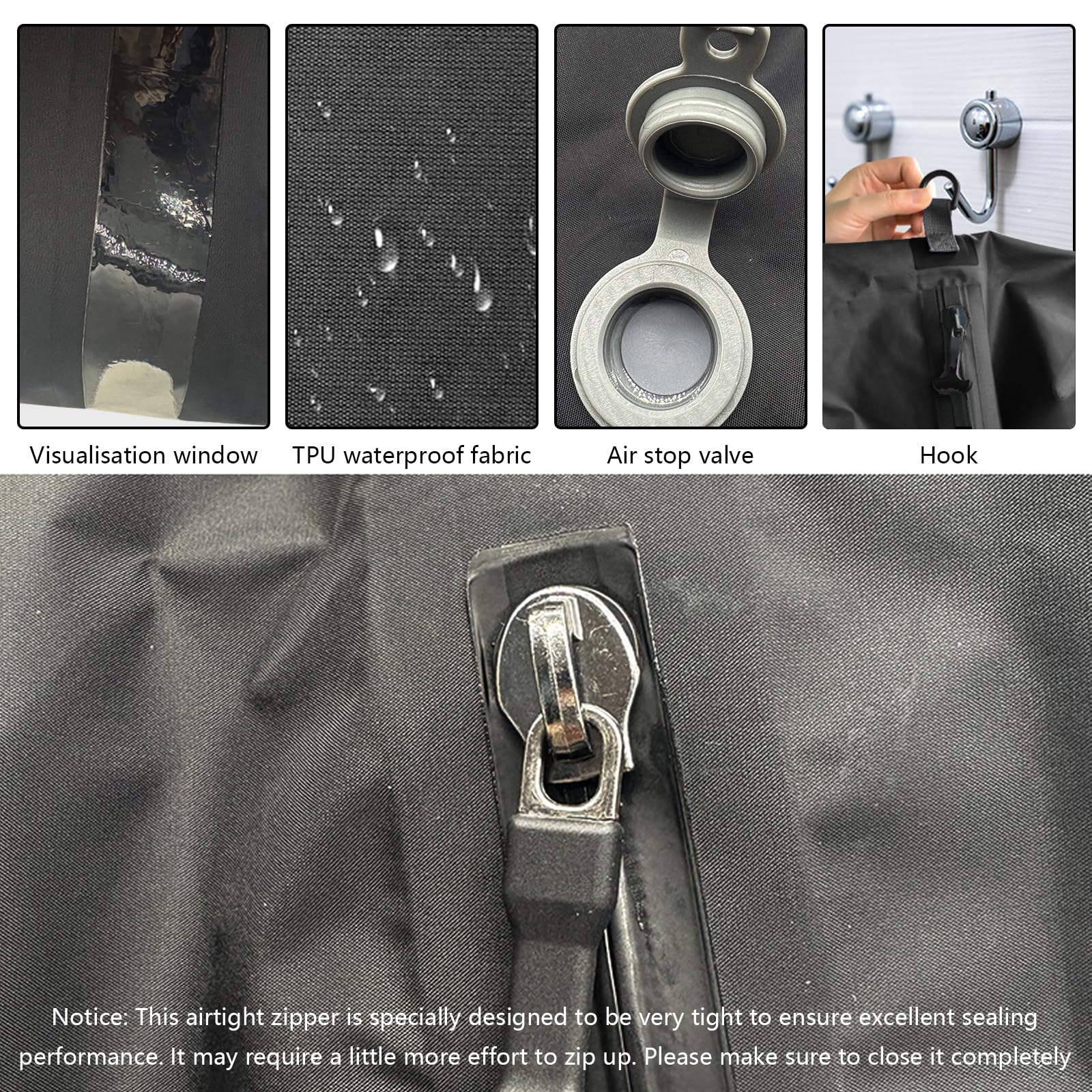 Confezione da 2 sacchetti sottovuoto in TPU con pompa ad aria elettrica, riutilizzabili, impermeabili, da viaggio, in nylon 70D, con chiusura lampo e valvola ermetica, organizer ermetico