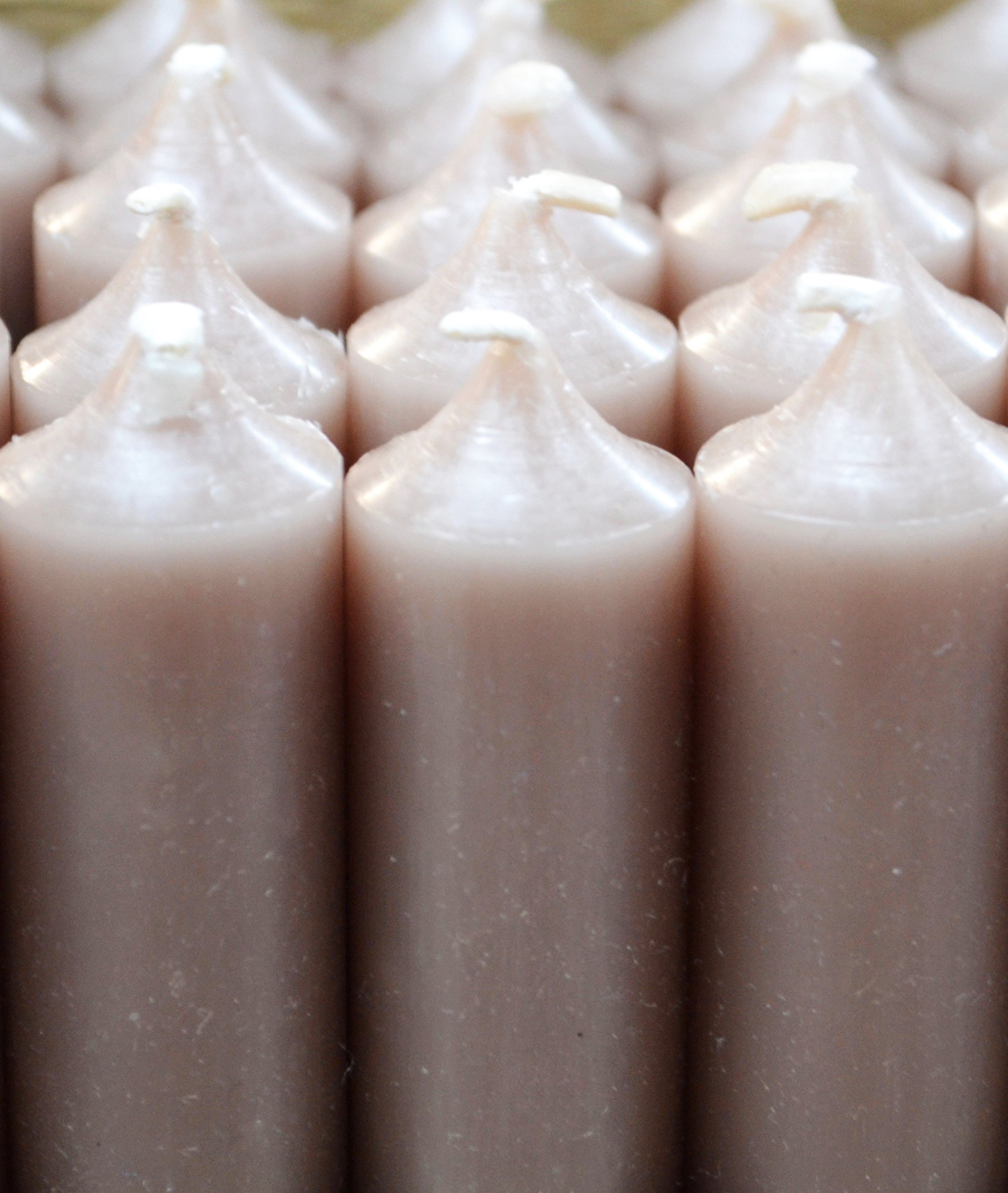 10" Coloured through dinner candles, 11½ hrs burn time, non-drip, Pack of 10 - Taupe