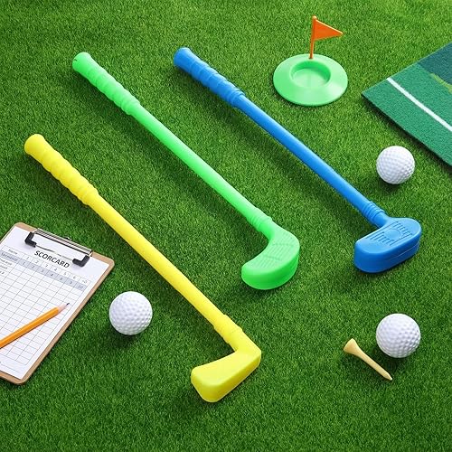 Miniatura 9 de Juego de 24 palos de golf de plástico para niños pequeños, juego de palos de golf para niños, pelotas de juguete para niños pequeños, deportes de