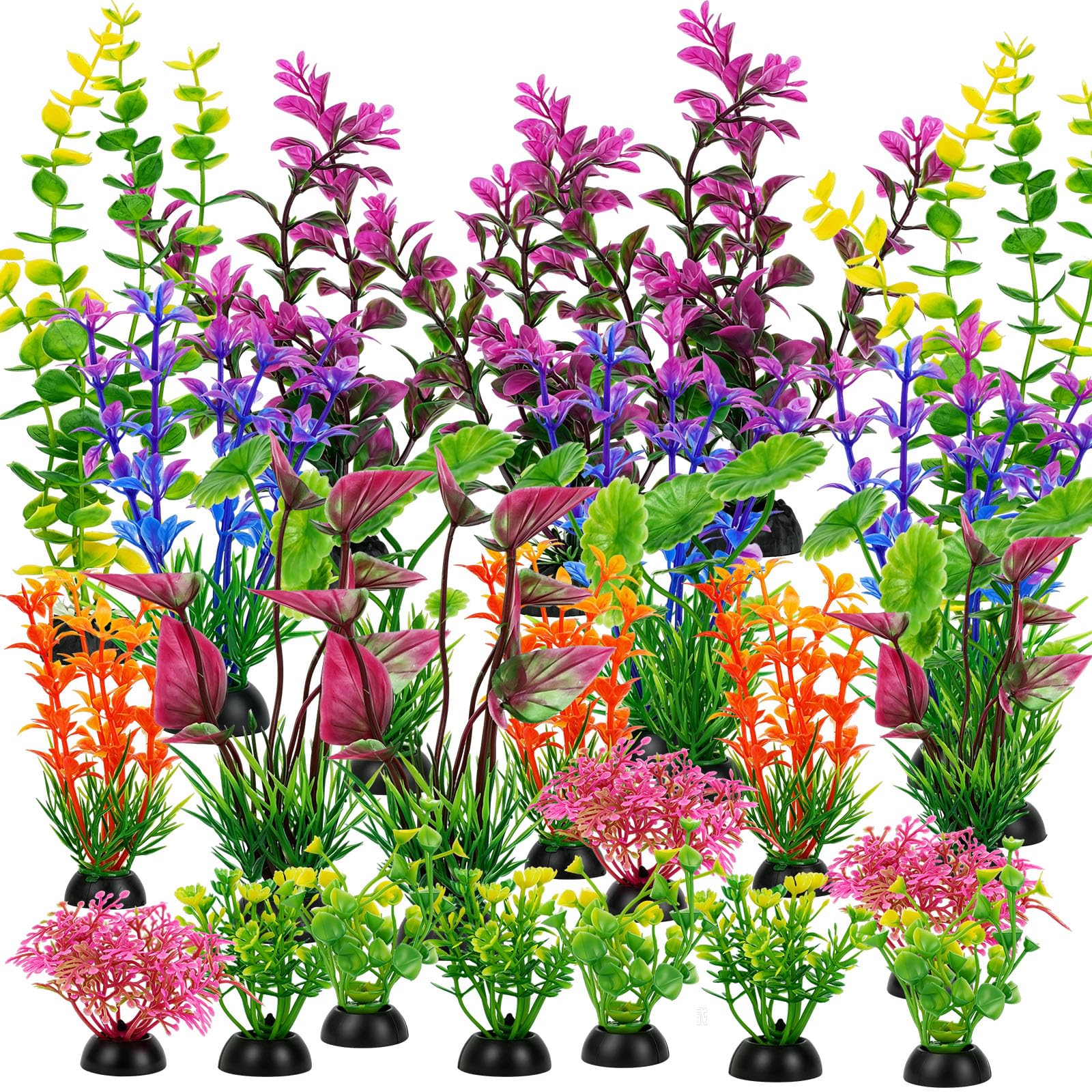 25 Pcs Aquarium Plants Artificial, Fish Tank Decorations for Home Office