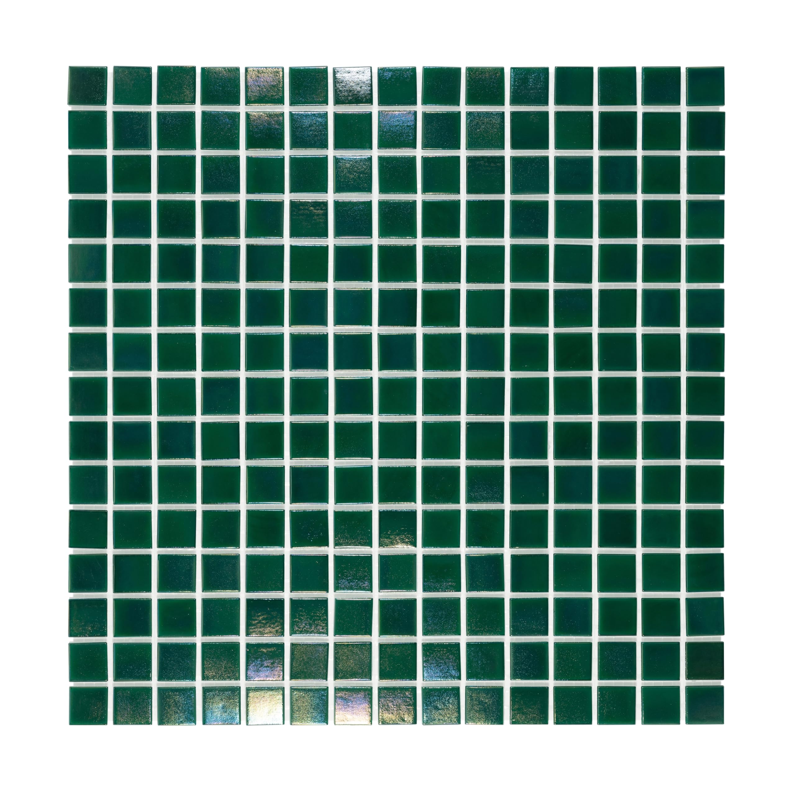 URBN Contemporary Emerald Green Iridescent Glass Mosaic Tile for Indoor and Outdoor - Single Sheet (13 inches x 13 inches, 1.15 SQ FT)