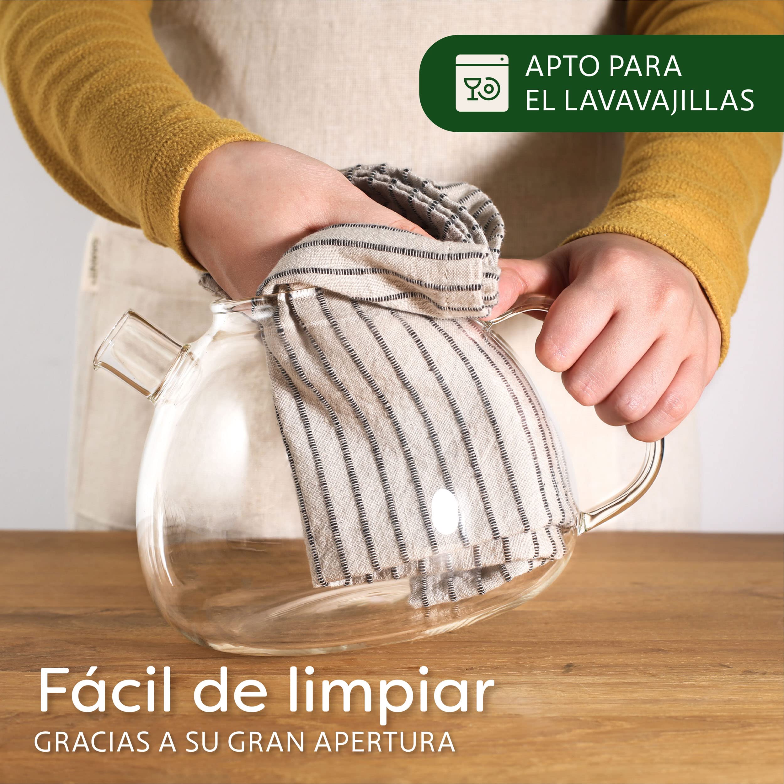 Cosumy Tetera de Cristal con Calentador de Vela - 1.5l - Con Filtro - Apta para Lavavajillas - resistente al calor