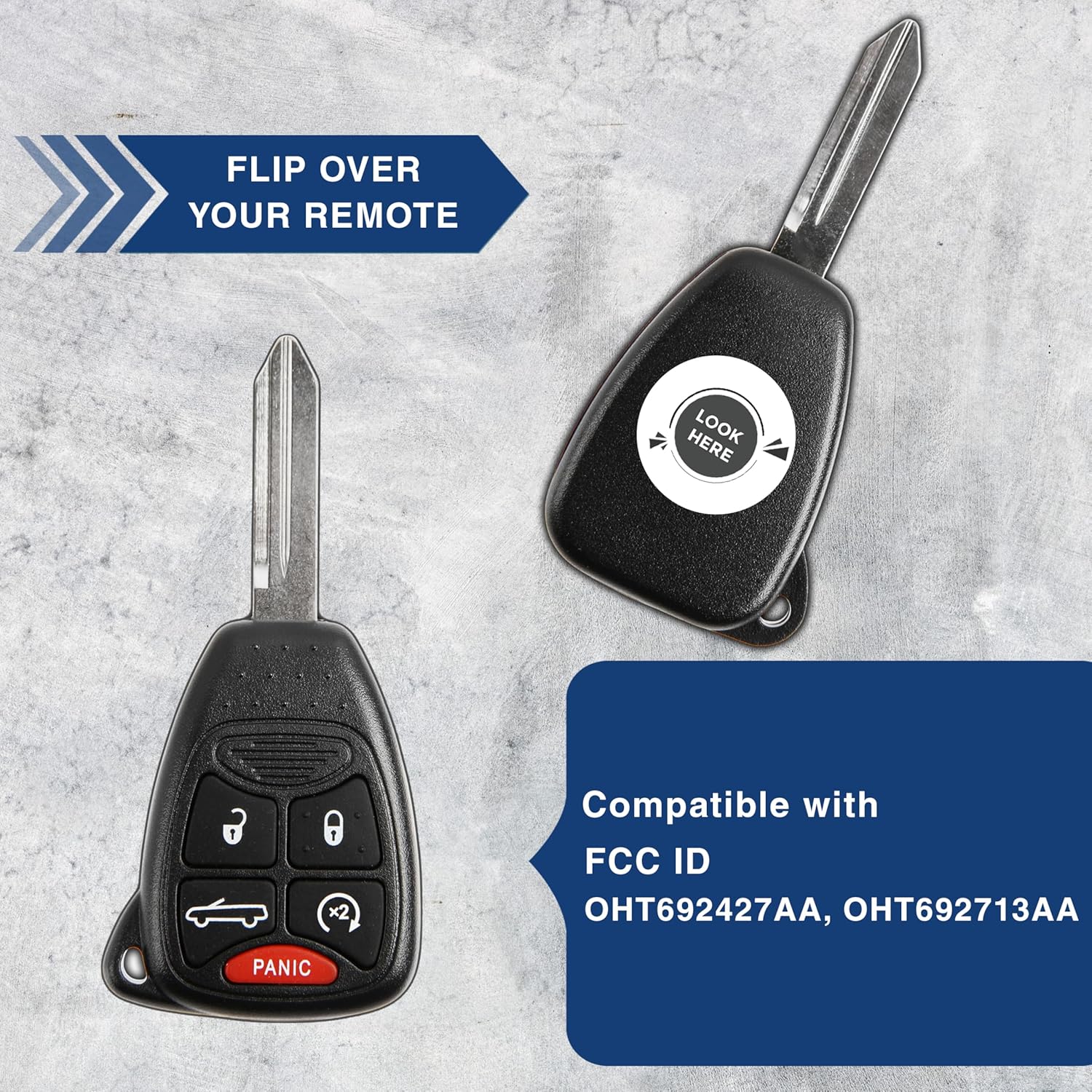 2X Keyless Entry Remote Key Fob for Chrysler Sebring (OHT692427AA, OHT692713AA)