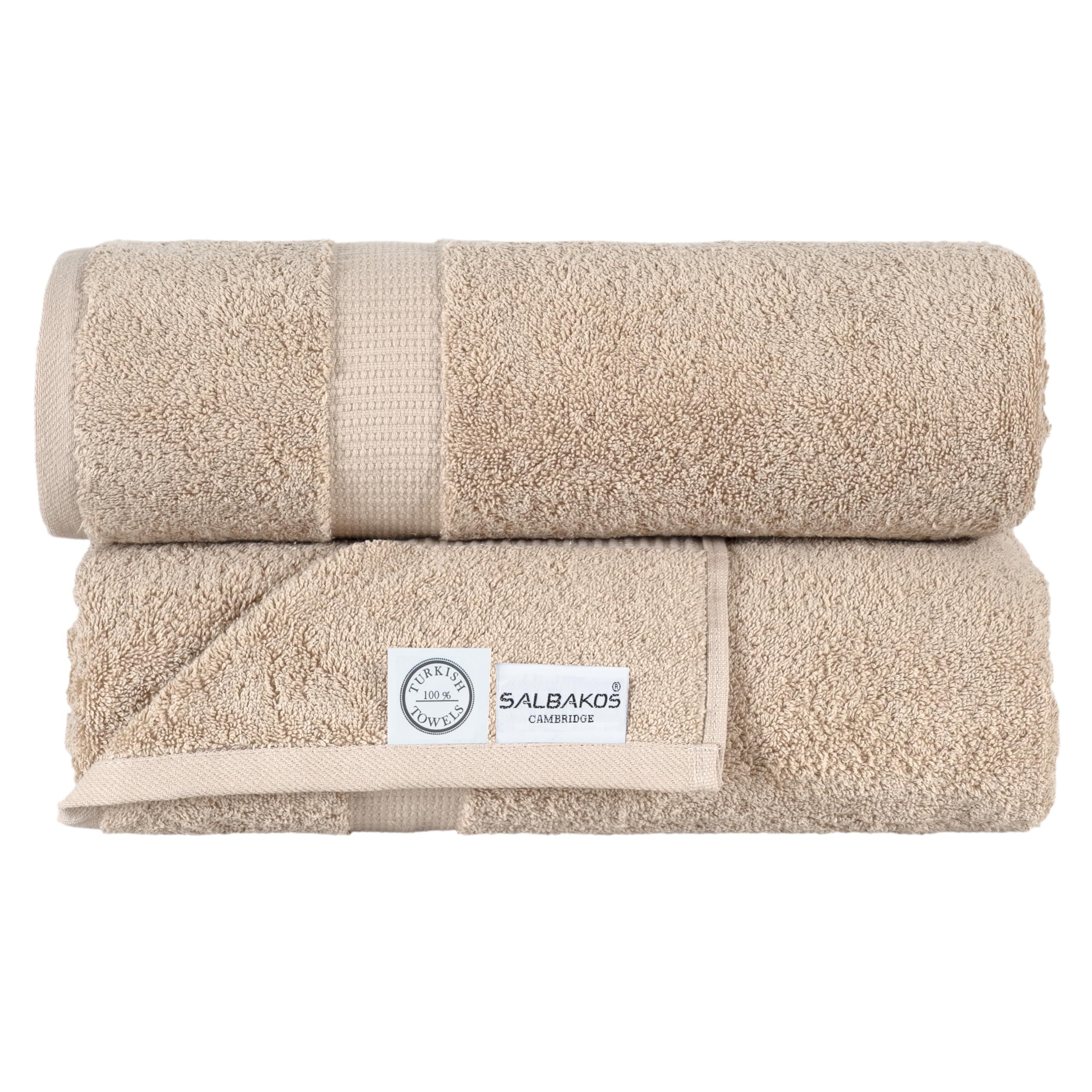 SALBAKOS 100 Turkish Cotton Extra Large Bath Sheet Towel Set of 2 35x70 inch Premium Quality Hotel Collection