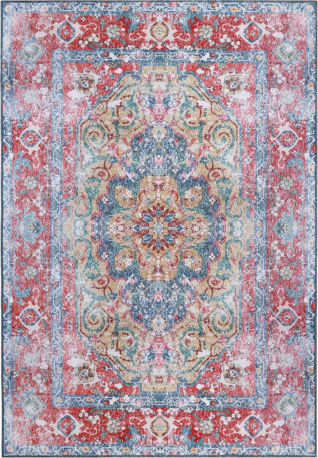Tapis d'intérieur lavable bohème chic doux pour salon