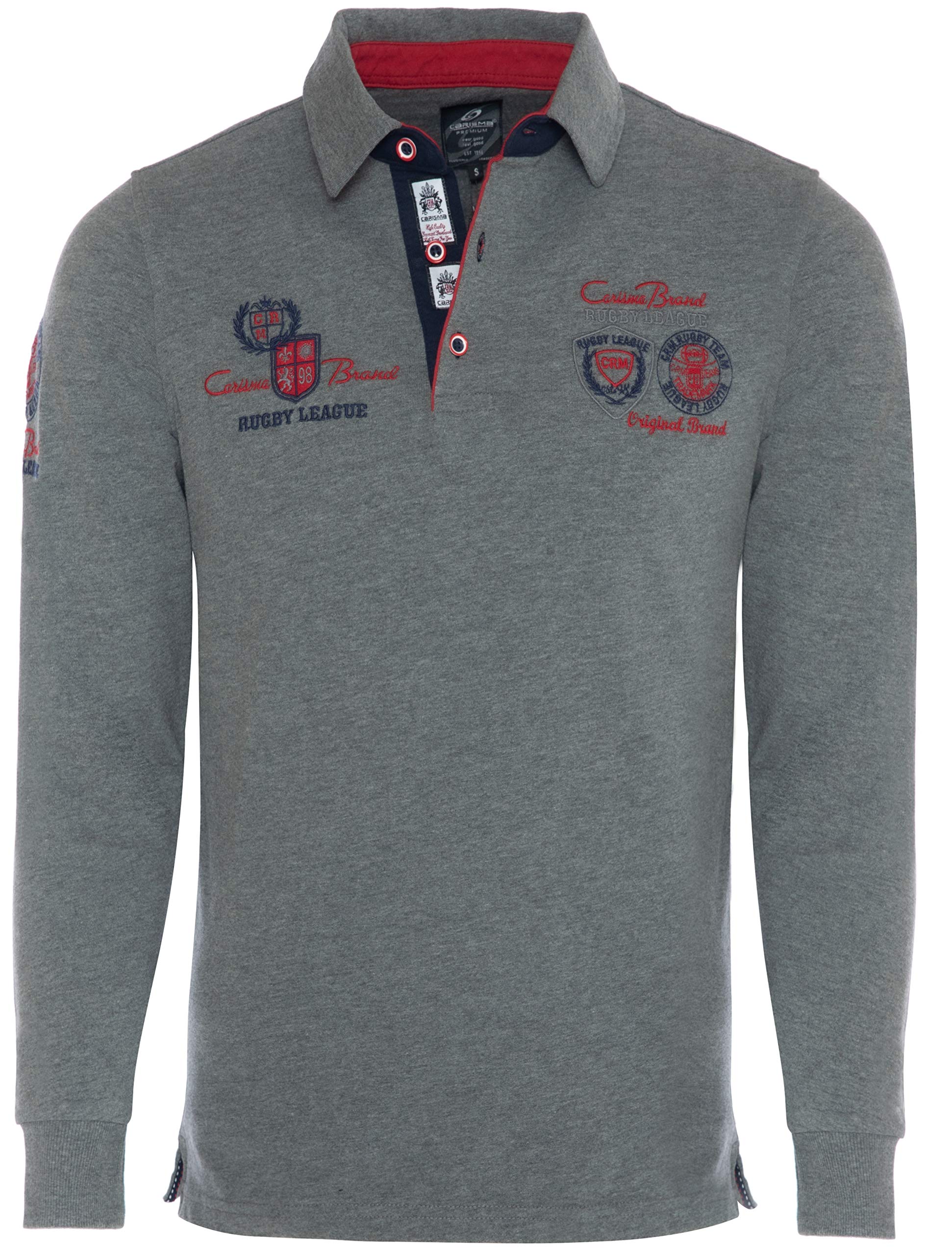 Carisma Polo de manga larga para hombre de algodón • Camiseta de manga larga para hombre con bordado • Agradable corte regular manga larga para oficina y ocio