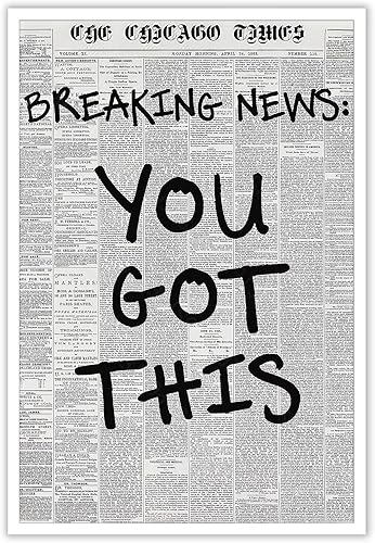 DVBOCS Póster impreso en lienzo vintage con texto en inglés You Got This, arte de pared de periódico moderno, impresiones estéticas para decoración