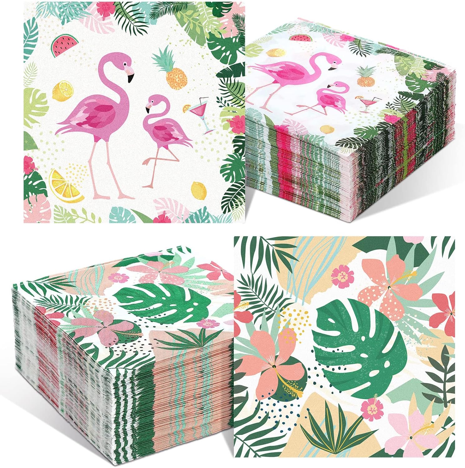 Crtiin 200 Flamingo Paper Napkin Bulk Guest Hawaiian