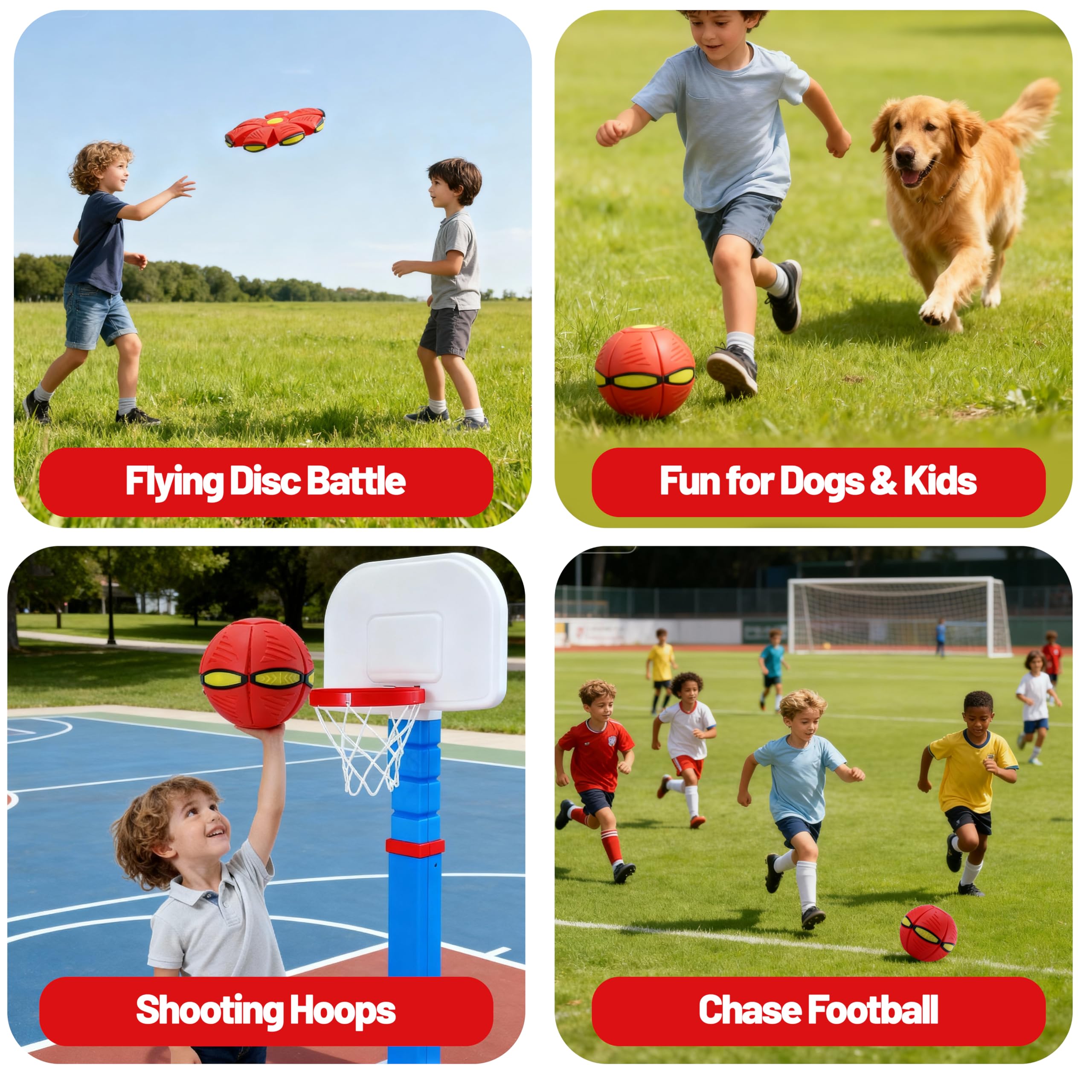 Magic Metaball, Magic Bouncing Ball, Magic Flying Saucer Interactive Pop Up Balls, Transform Toy, Eltern-Kind-Interaktion Roter Hüpfball, Faltbare Zeitverzögerung Frisbee Fliegende Disc Spielzeug mit