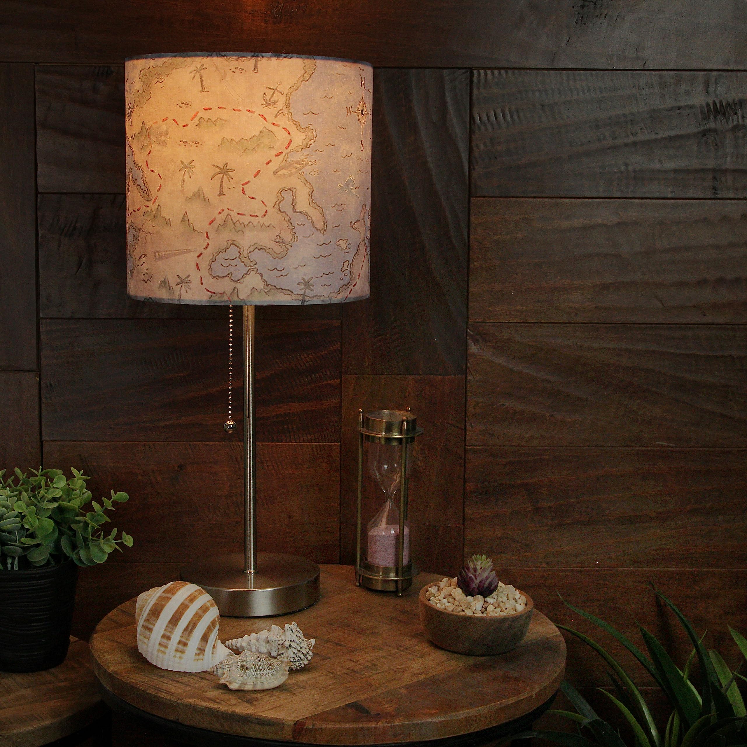 小物 the sea Zeckos Coastal Table Lamp with Treasure Map Shade, 19 Inch