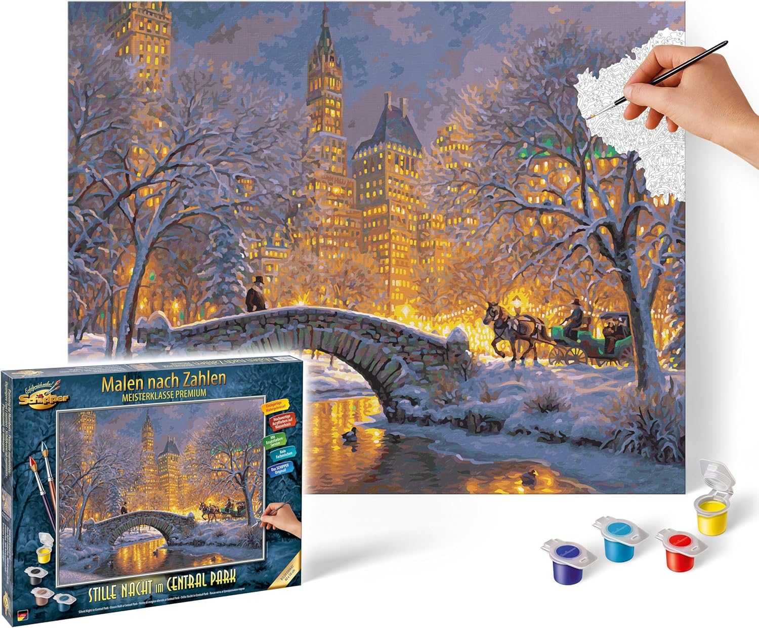 Schipper 609130874 Malen nach Zahlen - Stille Nacht im Central Park - Bilder malen für Erwachsene, inklusive Pinsel und Acrylfarben, 40 x 50 cm