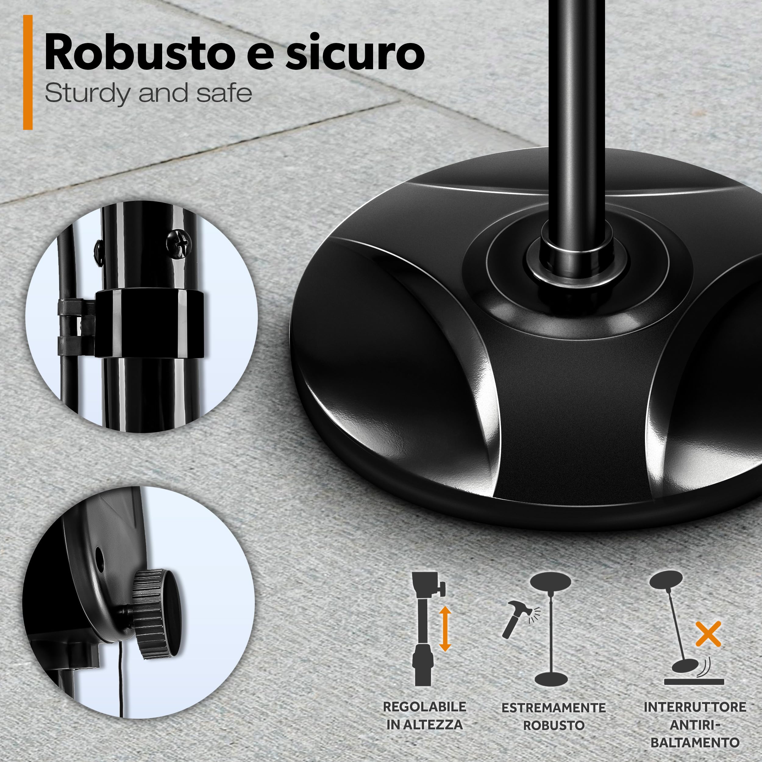 TRESKO Stufa a Infrarossi 2000W Riscaldatore elettrico con 3 Livelli di Calore per Esterno e Interno