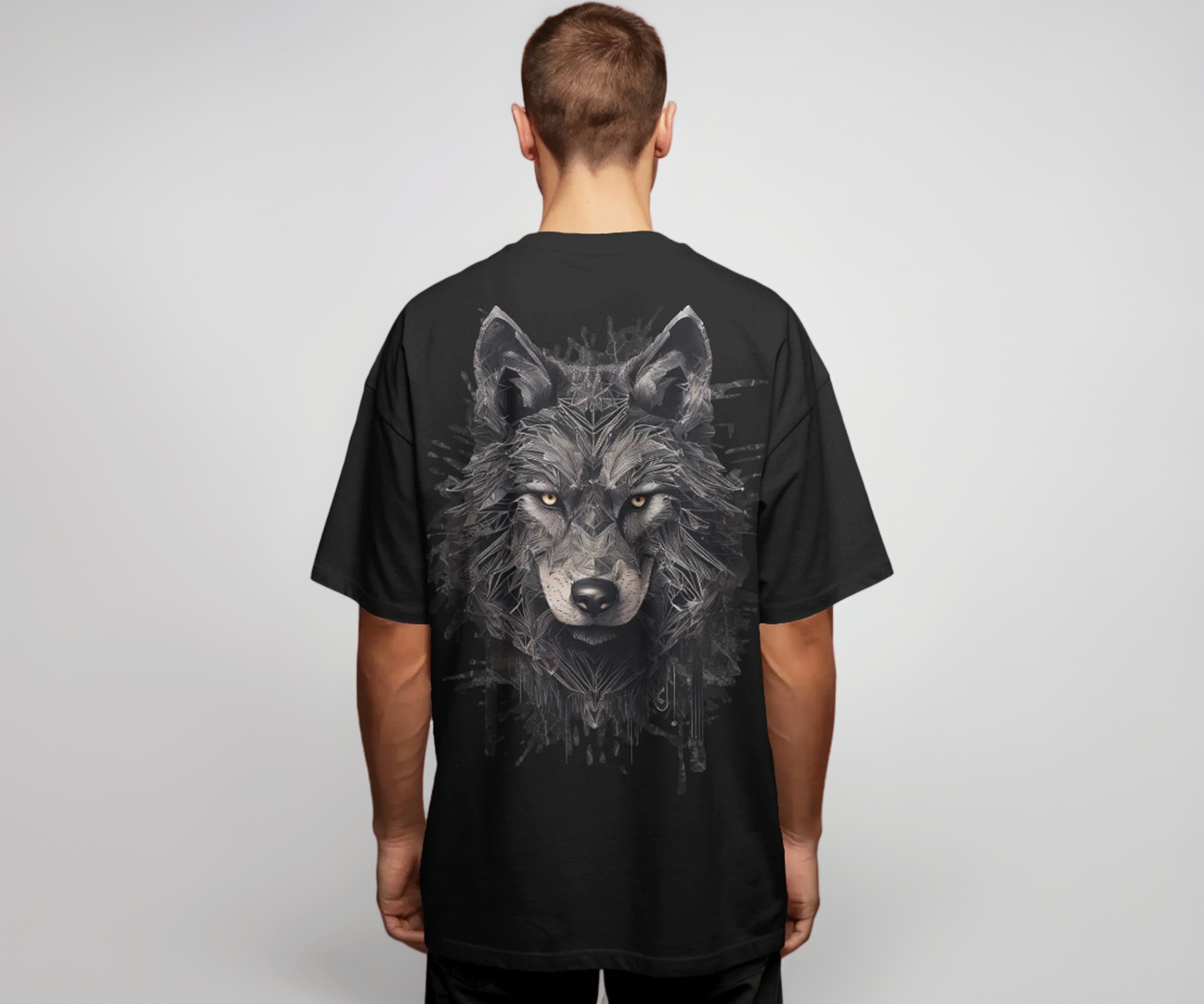 【新品】wolf＆rita アルファベット柄 シャツ 150cm Buy Alt Art Alpha Wolf Black Oversized T-Shirt for Men - Gothic