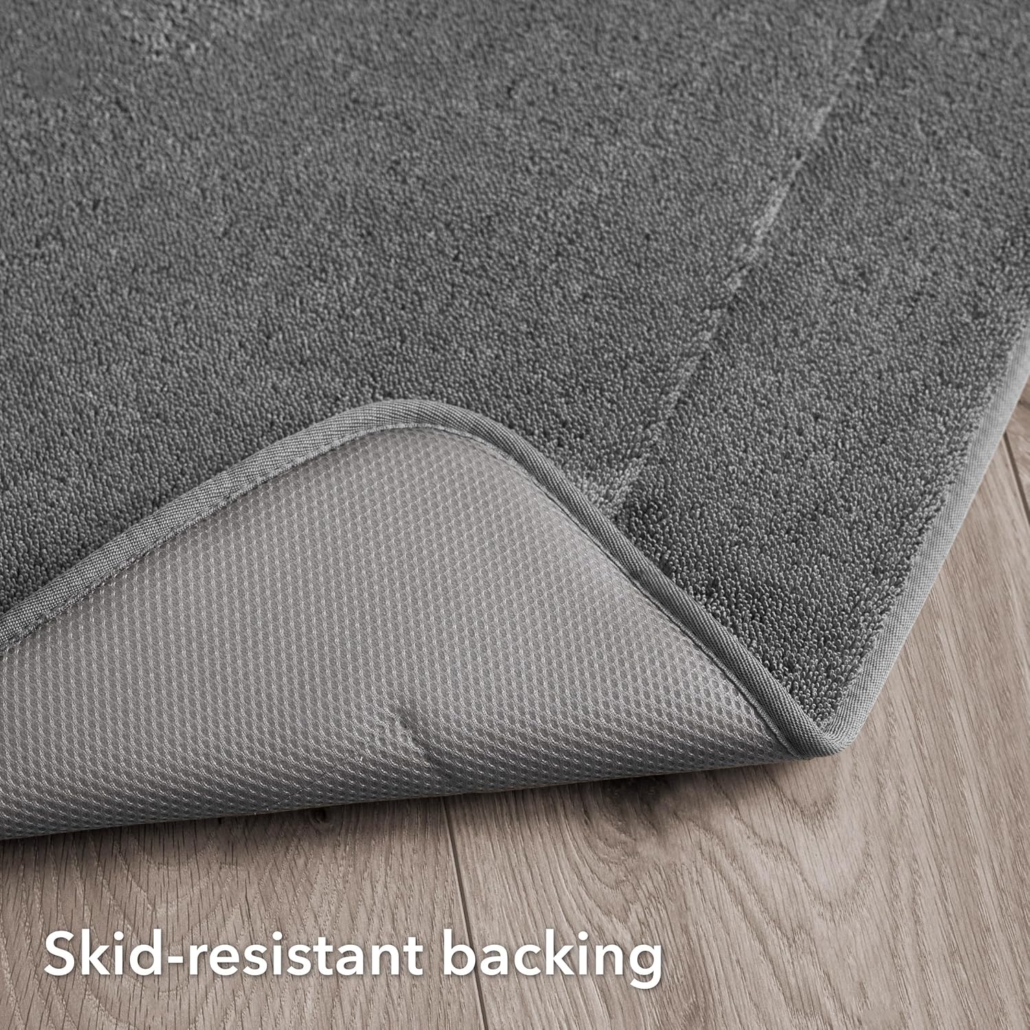 Terry Bath Mats, Set of 2 Memory Foam Bath Rugs, Non-Slip, 100% Polyester, Premium Bathroom Decor, Machine Washable, Measures 17 in. x 24 in. / 24 in. x 40 in., Dark Gray