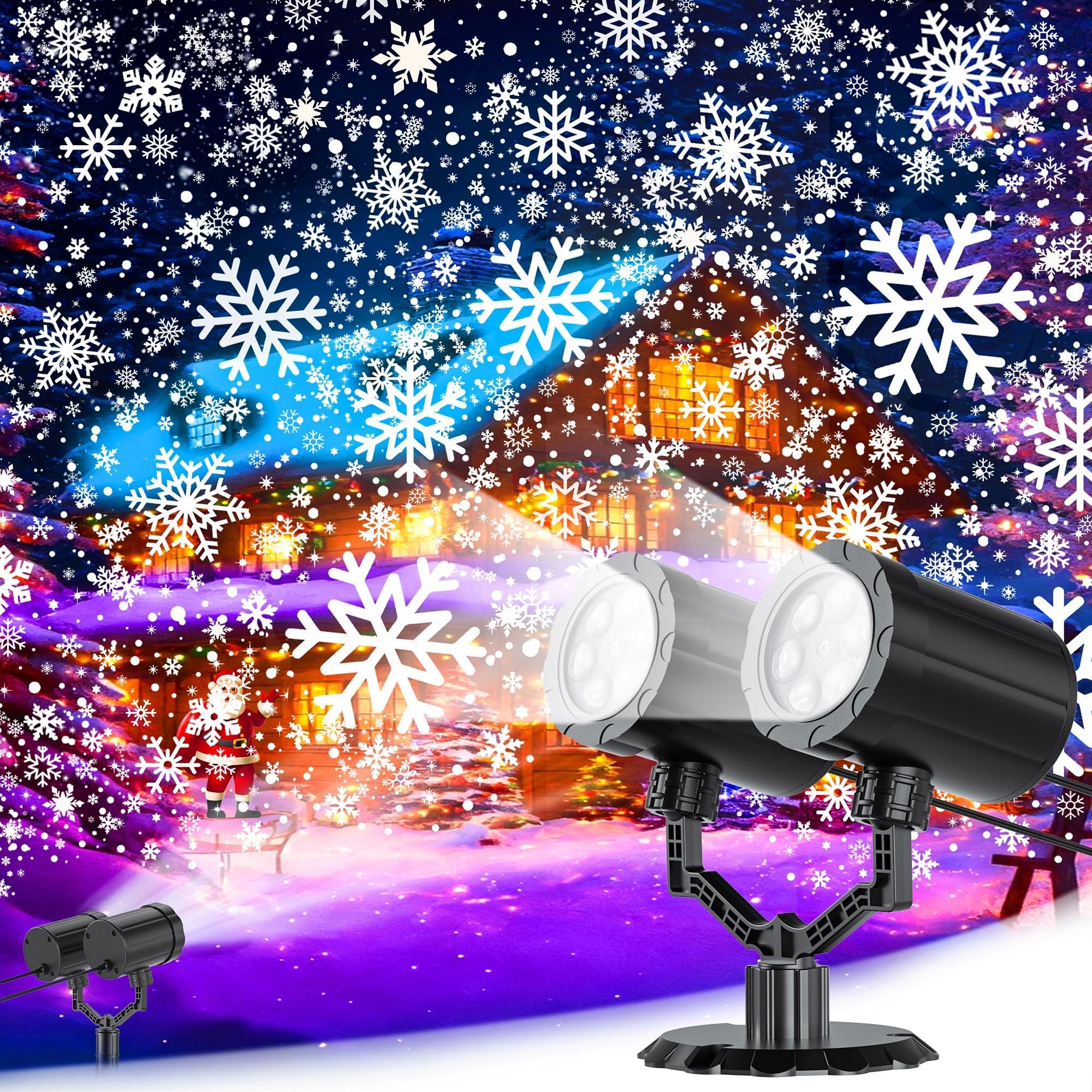 GUSODOR Christmas Projector Lights Outdoor LED Snowflake Projector Lights Christmas Decorations Yard for Lawn Xmas Party Patio Stage Holiday Carnival 2