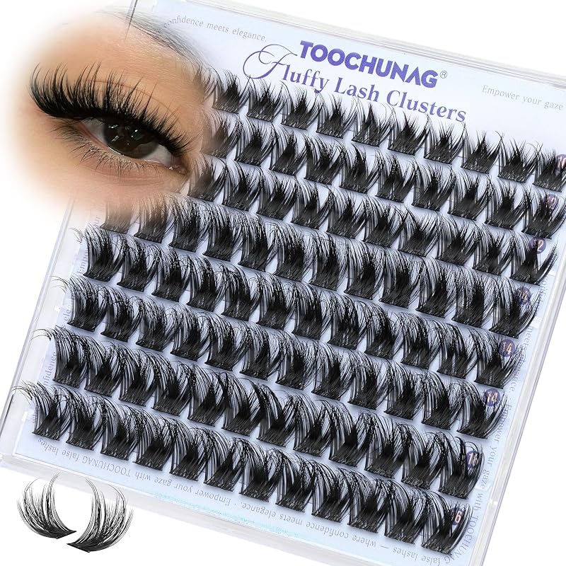Cílios Postiços em Tufo TOOCHUNAG com Curvatura D, Estilo Wispy, 10–16 mm