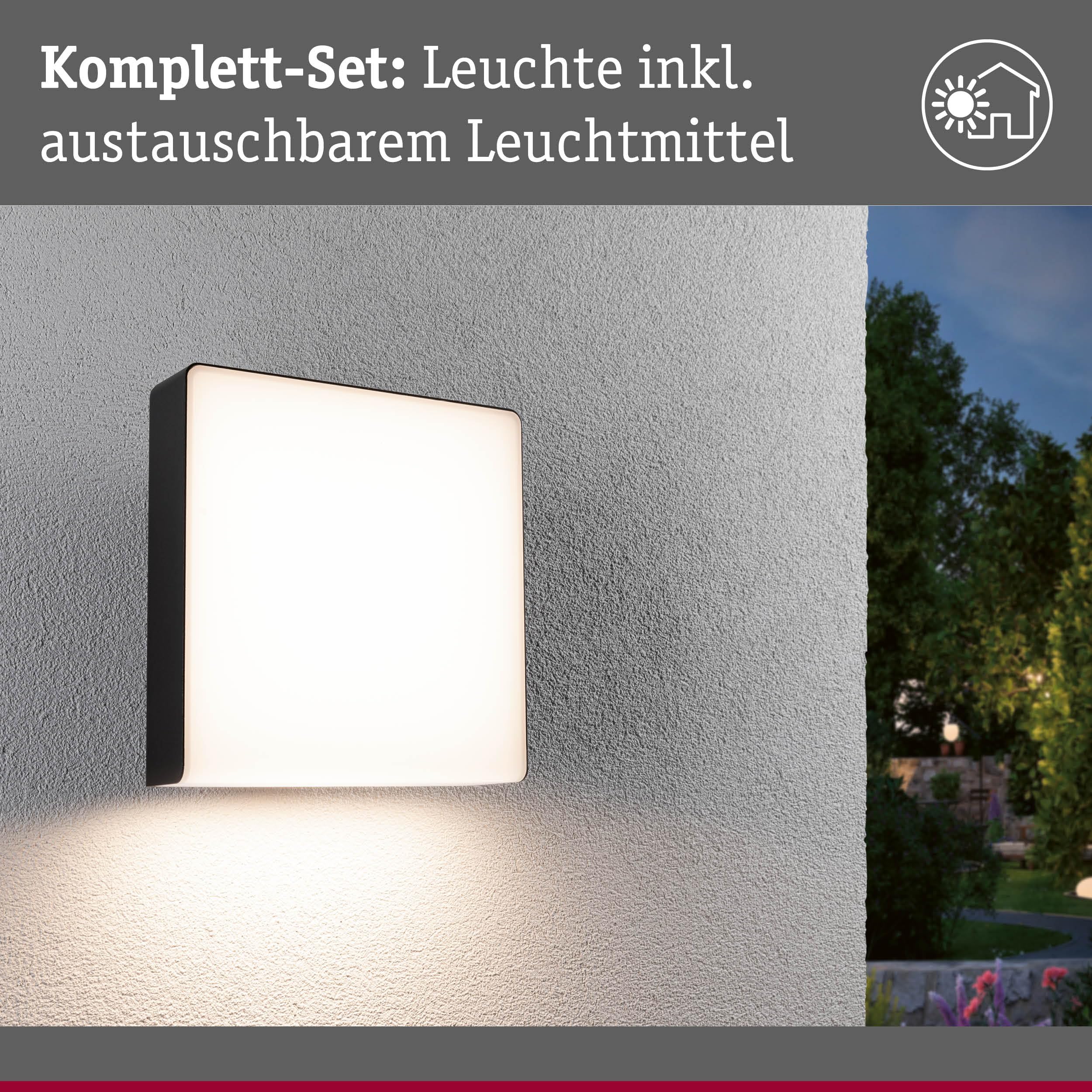 Paulmann 94840 LED oprawa na ścianę zewnętrzną Azalena czujnik ruchu z czujn. wys. częst. IP44 250x97mm 3000K 8,5W 700lm 230V antracyt, oprawa zewn.