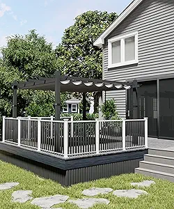 10 x 13 Ft Aluminum Pergola, Outdoor Metal Gazebo with Adjustable Canopy, Reinforced Frame Outdoor Shelter for Backyard, Patio, Garden and Deck - Grey