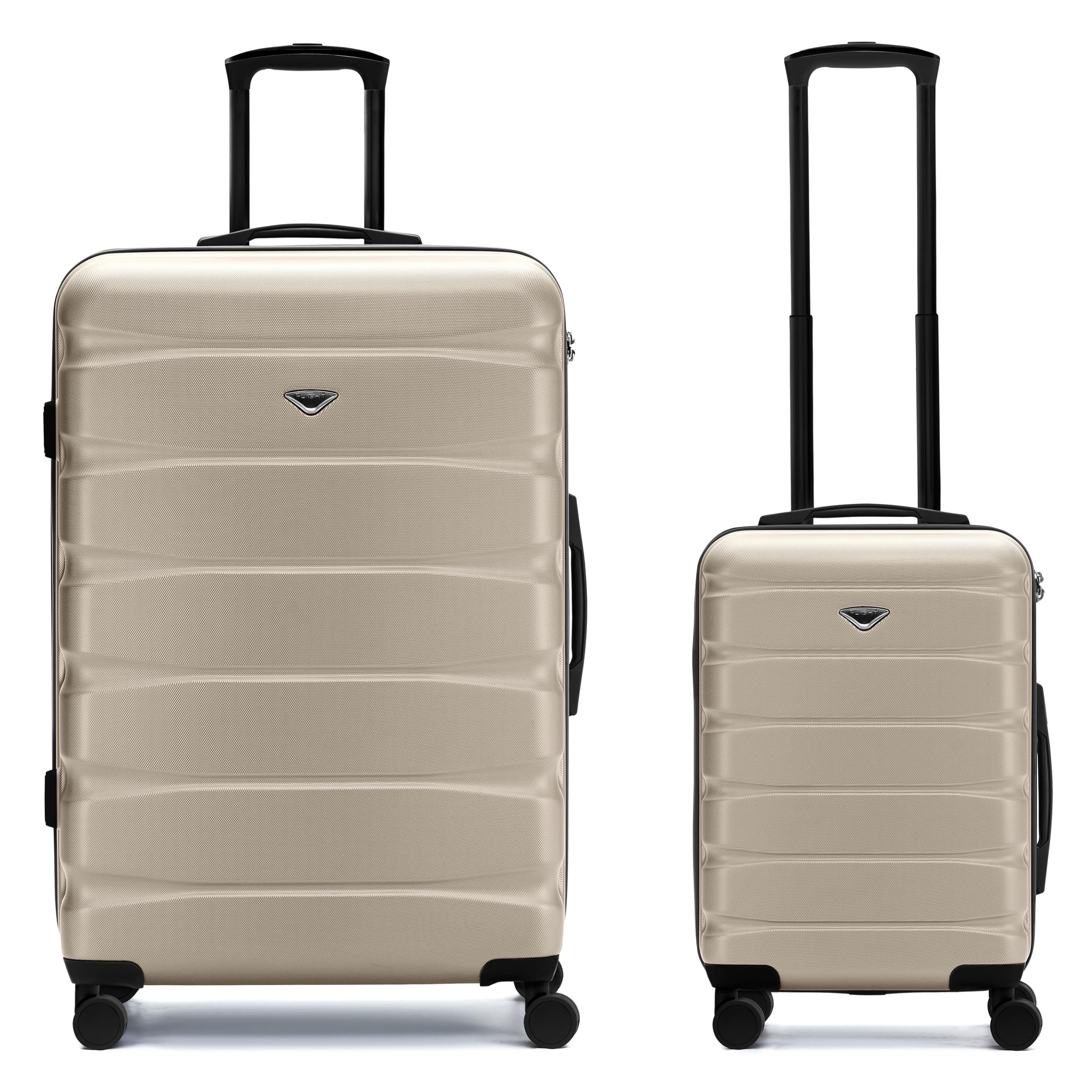 Flight Knight Luggage Sets - Carry-On & Large 31" Checked Hardside Suitcase TSA Lock Silent Double Spinner Wheels - 22x14x9 Maximum Carry On Bag Size For American & United Approved Airlines