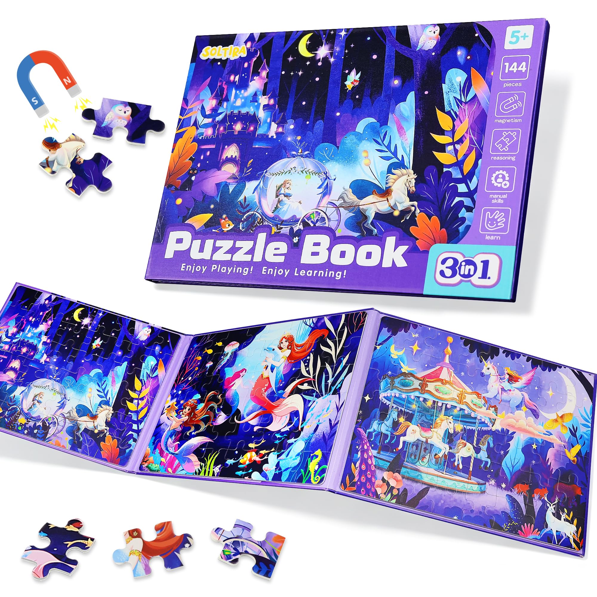 SOLTIRA Magnetische Puzzle für Kinder im Autofahrt Flugzeug, Geburtstagsgeschenk