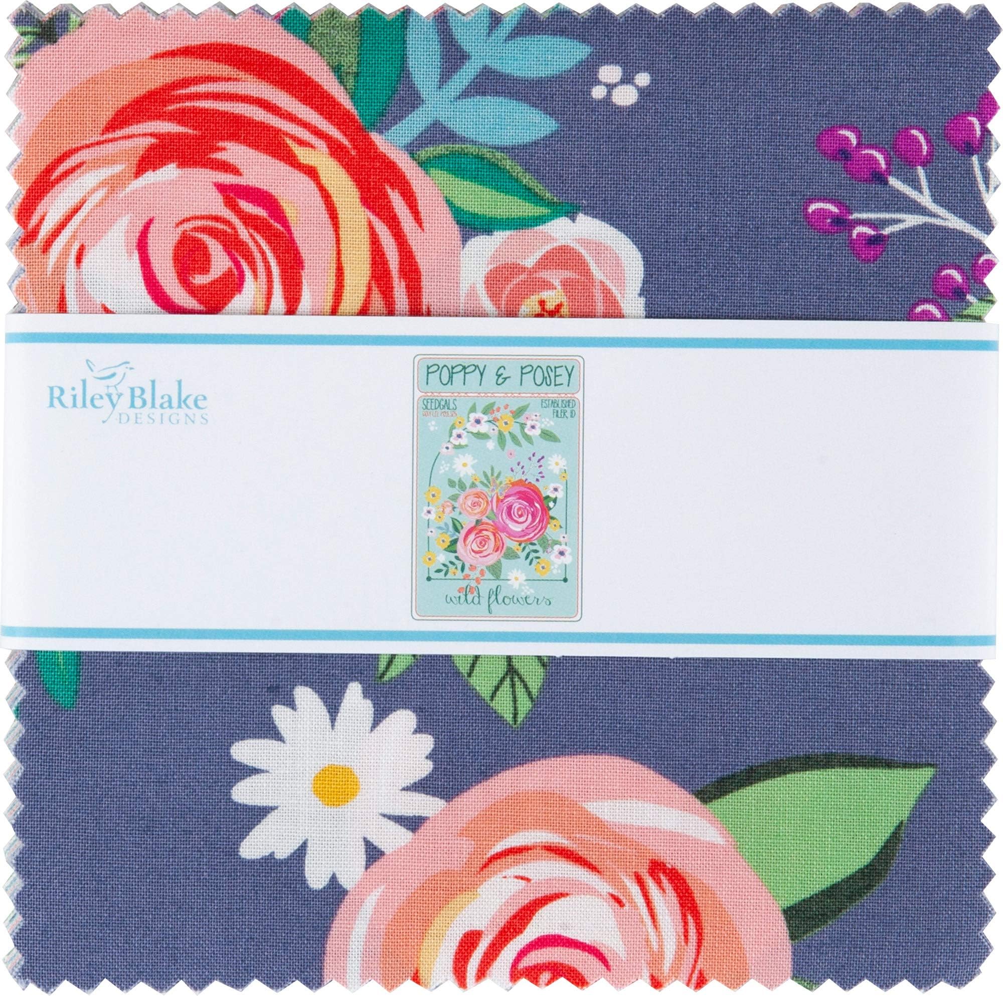 DODI Lee Poulsen Poppy and Posey 5" Stacker 42 5-inch Squares Charm Pack Riley Blake 5-10580-42