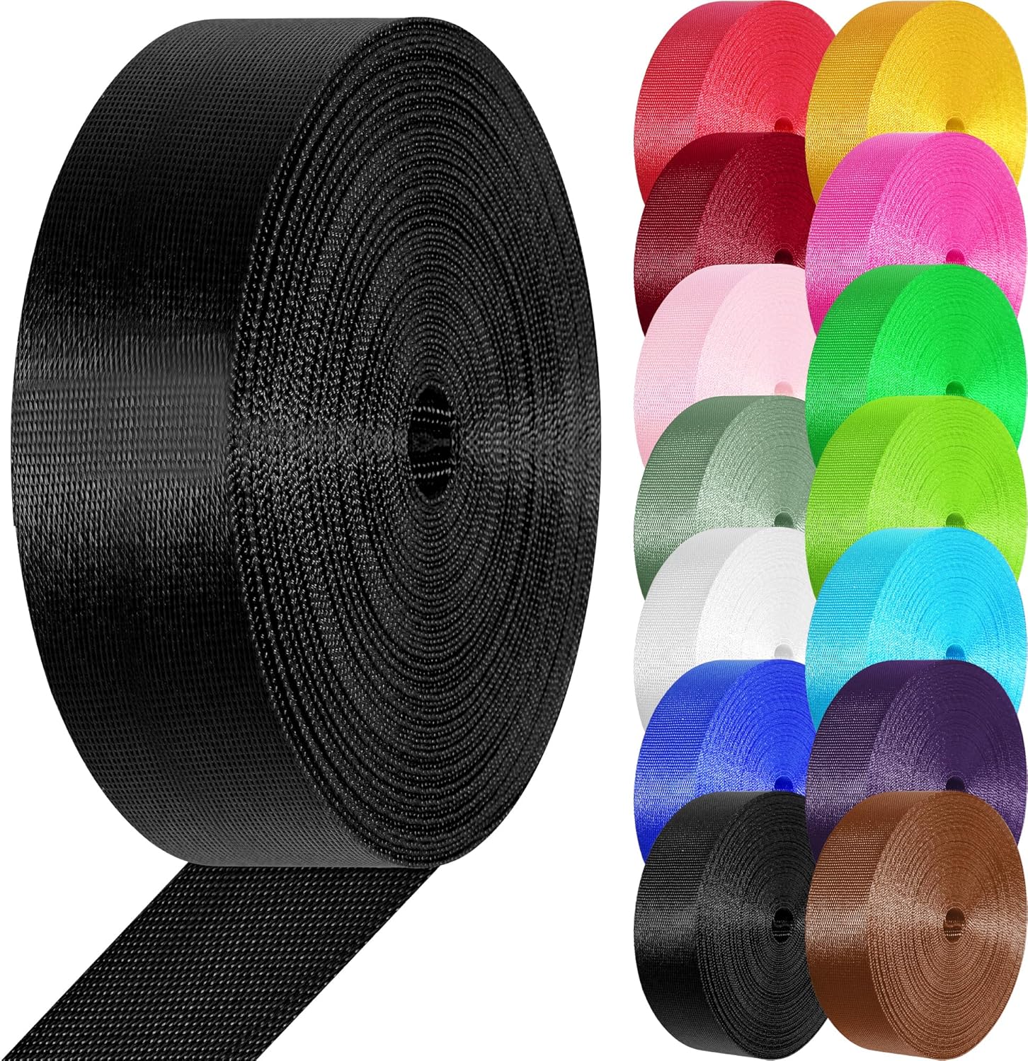 Nylon Webbing 1 inch 1.5 inch Nylon Strap Webbing Straps, 3.3 10 25 50 Yards Webbing Strapping for Bags/Lawn Chair/Climbing Outdoors Crafting DIY Gear Repair