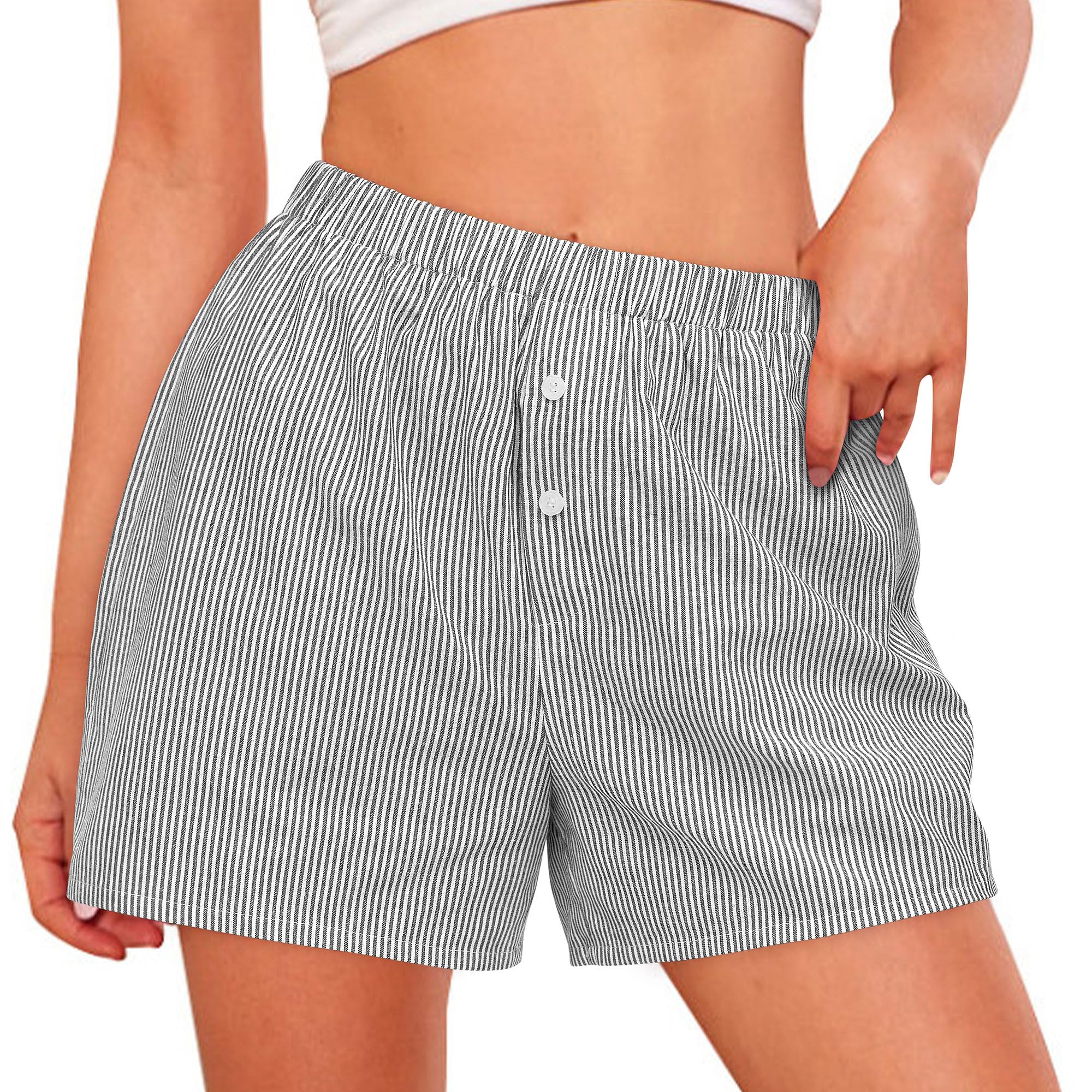 PRETTYGARDEN Womens Summer Gingham Boxer Shorts