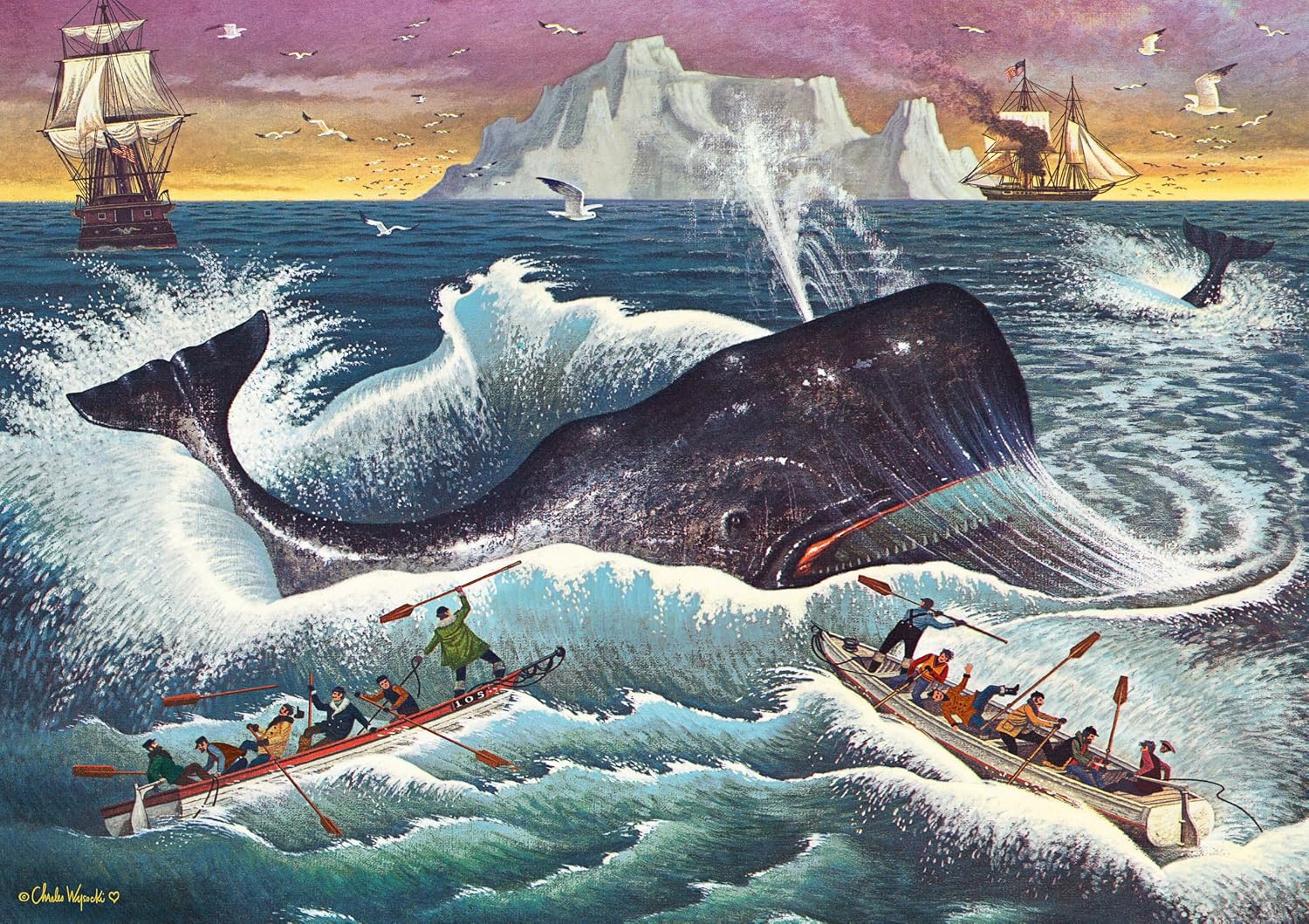Buffalo Games Charles Wysocki The Whale's Victory 300 Piece Jigsaw Puzzle - 21.25 x 15 in, Multicolor - Easy Grip - Bonus Poster - Jigsaw Puzzles for Adults