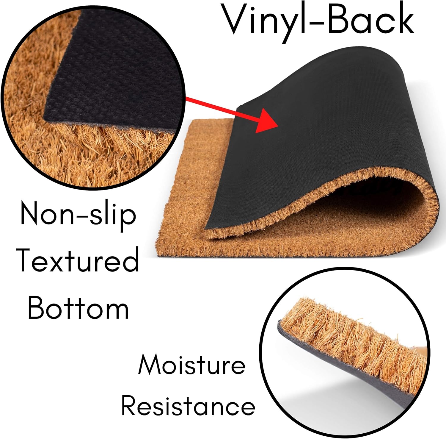 Vinyl Backed 18 x 30 Inch BirdRock Home Home Sweet Home Coir Doormat