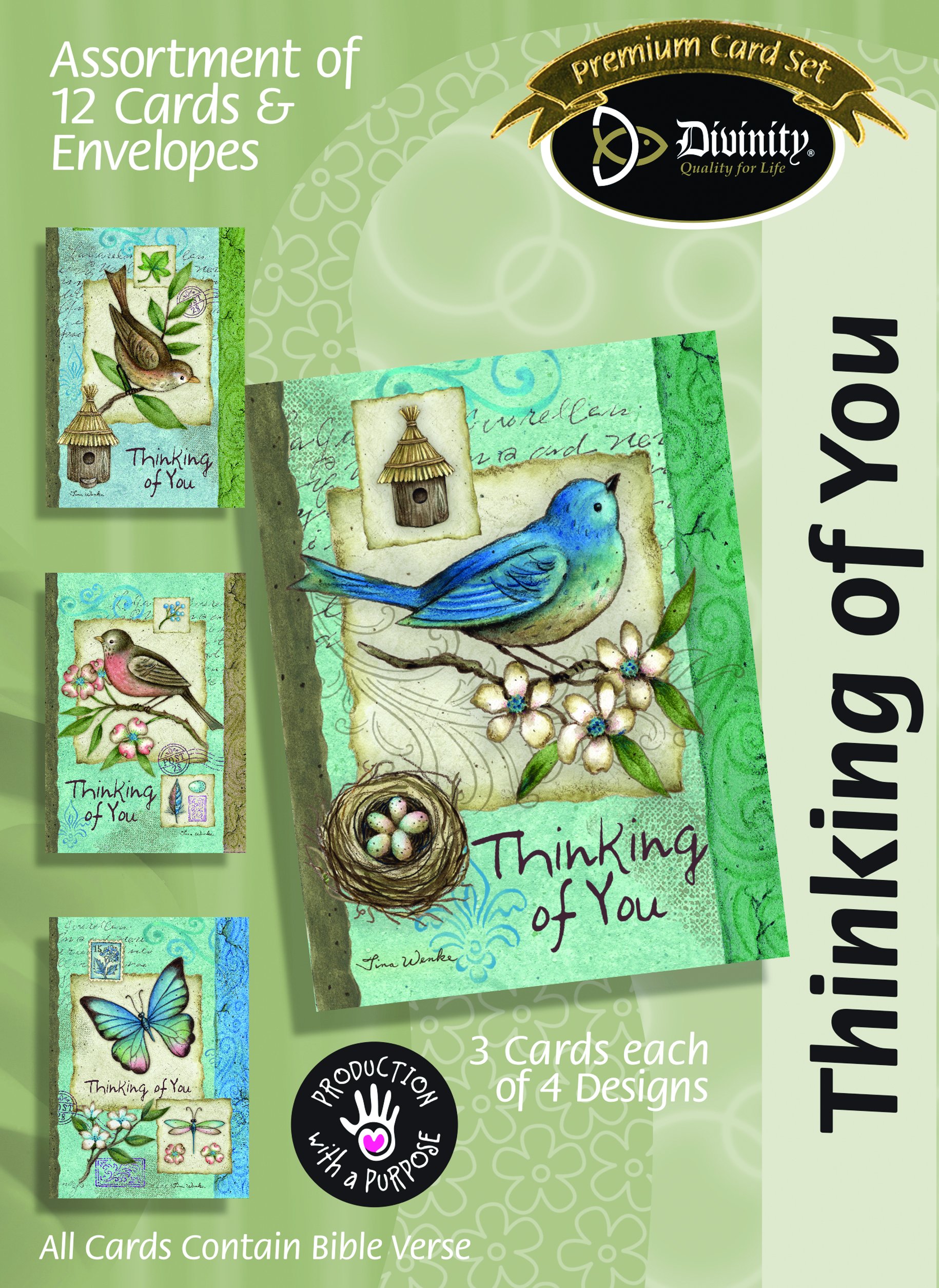 Divinity BoutiqueBoxed Cards Thinking of You-Blue Birds Multi, 8 x 6