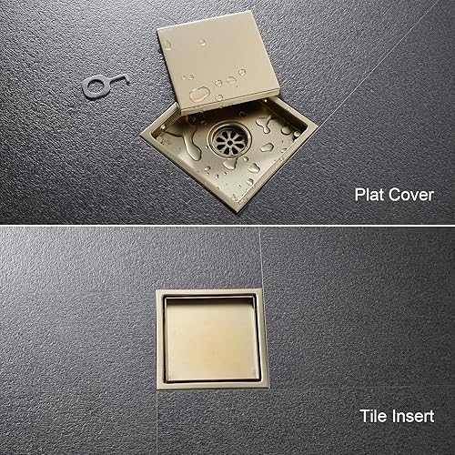 Miniatura 8 de Colador de drenaje de suelo de ducha cuadrado de 6 pulgadas con brida, rejilla extraíble, atrapa pelo, acero inoxidable SUS304 de alta calidad, base