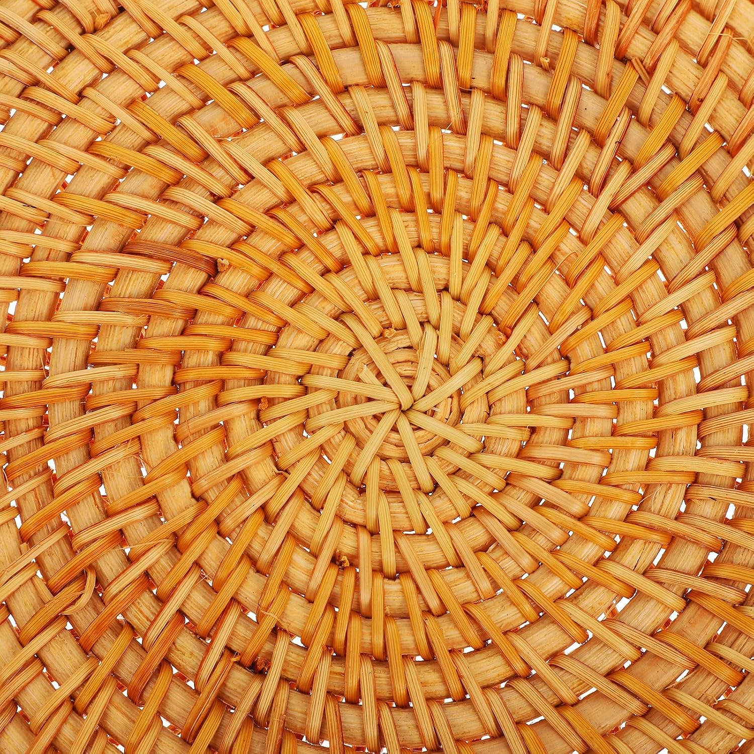 4pcs Rattan Hot Pan Mats and Boho Coasters for Dining Table Decor, Dependable Heat Resistant Wooden Trivets Protecting Countertops and Tables