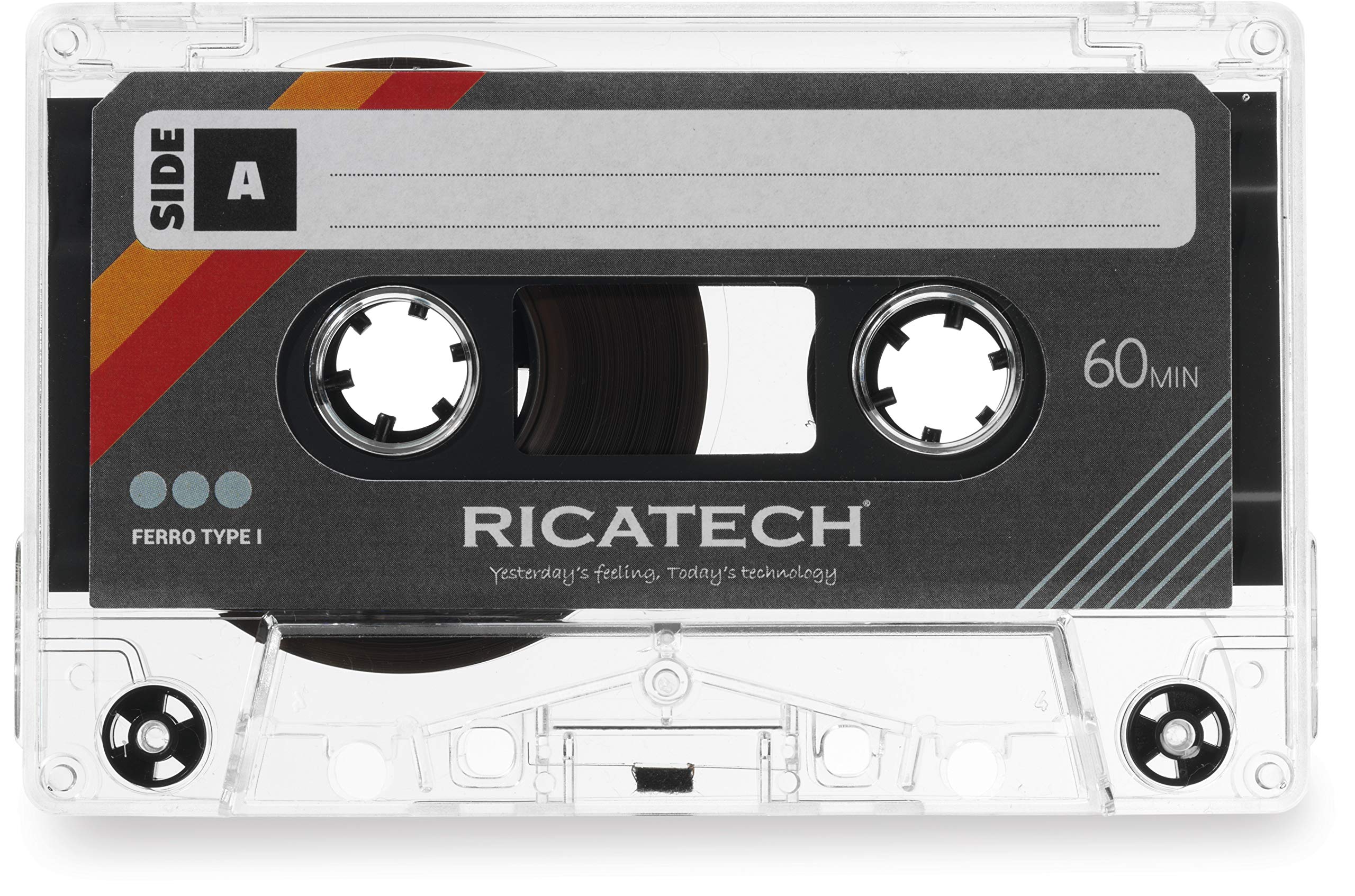 Ricatech CT60 Blank Cassette Tapes, 60 Minutes Recording Time, Ferro