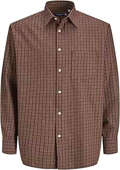 JACK & JONES Jorrobb Check Shirt Ls Ln, Brandy Brown, XS