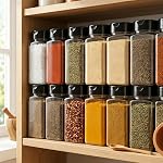 Bekith 16 Emballage de bouteilles d'épices en plastique pour le stockage des épices, herbes et poudres - 9 Oz BPA Conteneurs d'épices en plastique libres avec bouchon de dessus en noir pour verser ou agiter/soudre