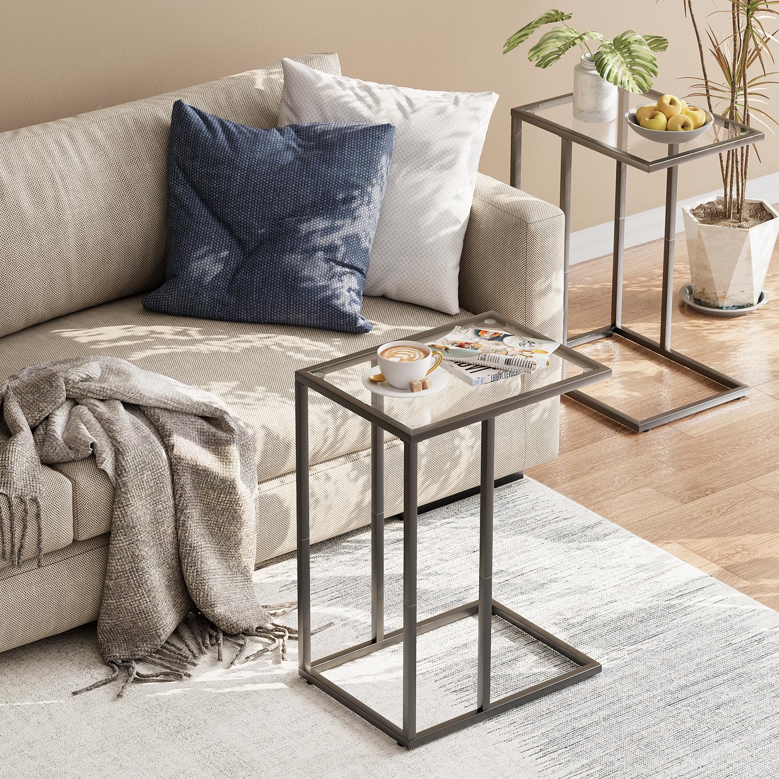Couch End Table Yoobure C Shaped End Table Set Of 2, Side Table Living ...