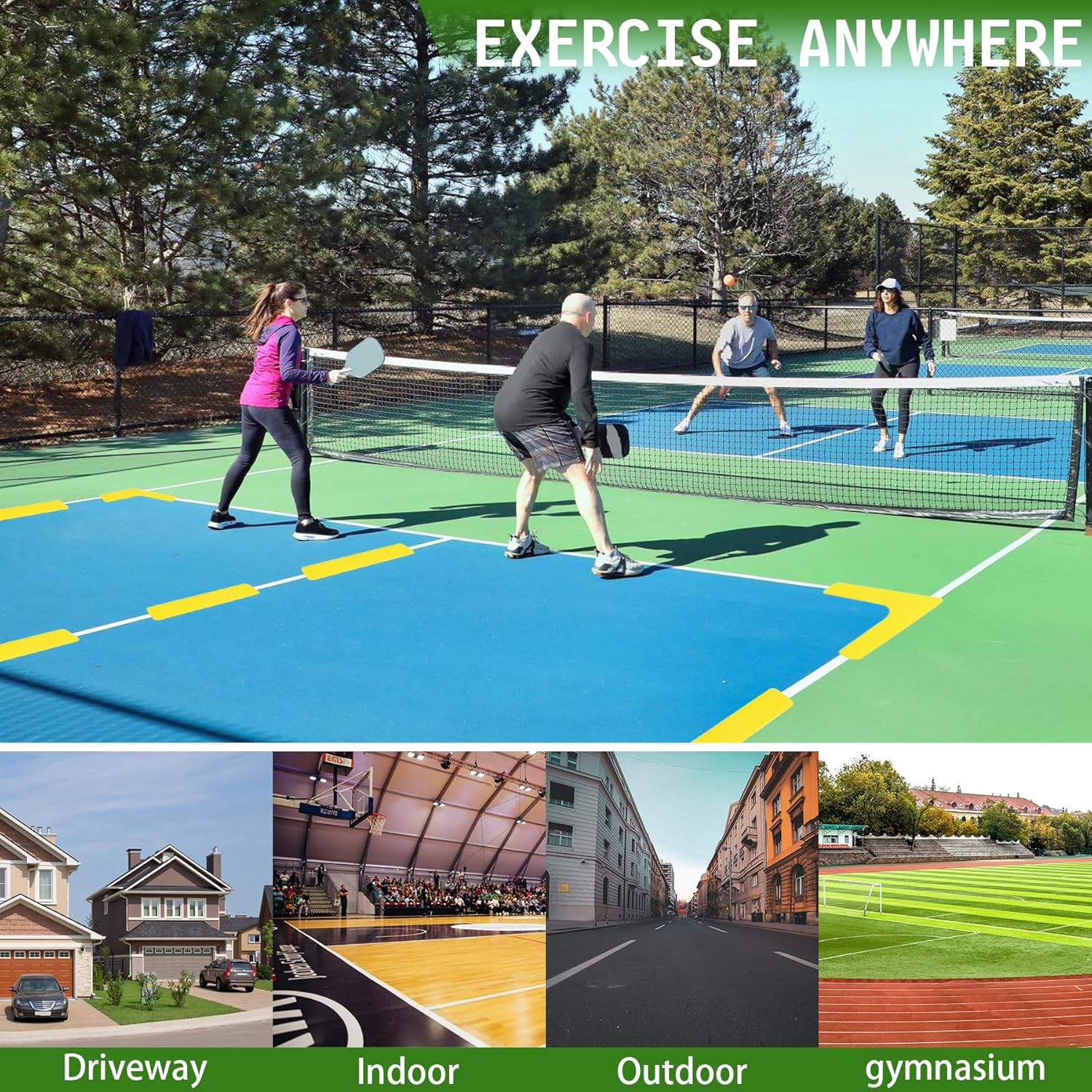 Hikeen Court Lines Marker Kit Anti-Slip and Wind-Resistant Throw Down Markers 28pcsr 84pcs, Pickleball Net Court for Outdoor Indoor Court