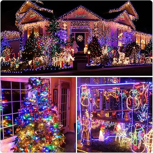 Miniatura 7 de XTF2015 Guirnalda de luces LED de Navidad de 262 pies, 800 luces LED, enchufe de luces de Navidad, 8 modos de función de memoria con temporizador,