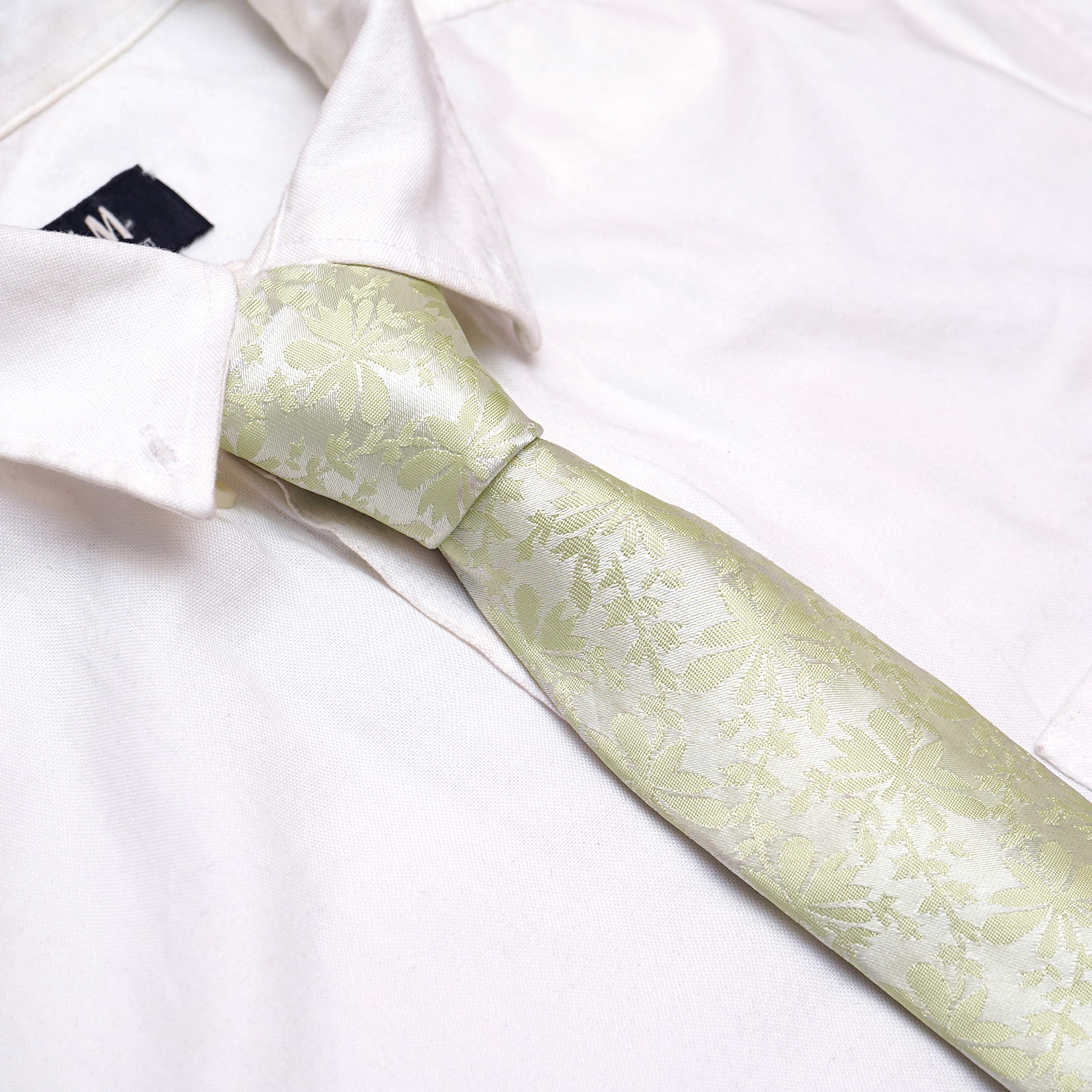 RIZORO Tie for Men – Paisley Silk Neck Ties Set with Cufflinks Flower Pin, Pocket Square & Black Gift Box, Combo Necktie Sets for Office Wear, Formal Suits & Weddings (Green, PUNGNRX) 1