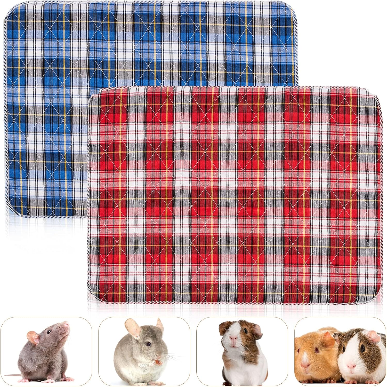 SERJOOC 2Pack Guinea Pig Cage Liners Washable Pee Pads Reusable Guinea Pig Bedding Waterproof Anti Slip Super Absorbent for Rabbits,…