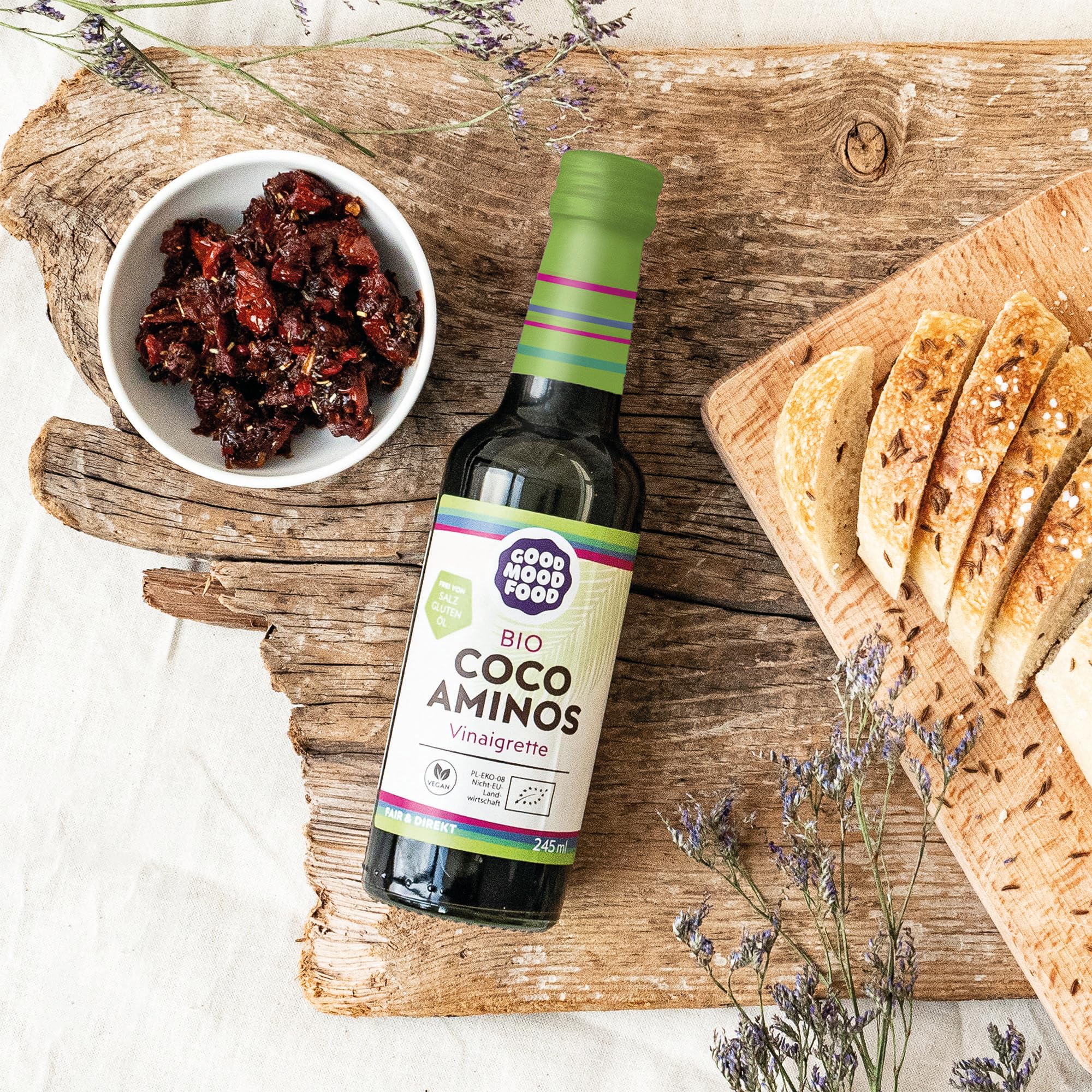 goodmoodfood Bio Coco Aminos Vinaigrette 2x500ml - Vegan, Glutenfrei, Ölfrei, Salzfrei, 100%Bio Naturprodukt von den Philippinen, aus Kokosblütenessig & Kokosblütensirup - Dressing, Marinade, Topping