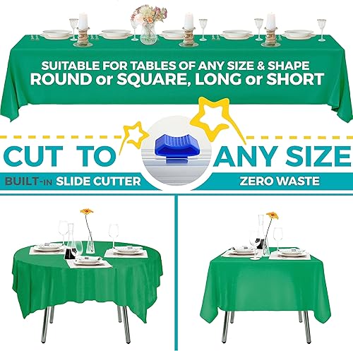 Miniatura 52 de Rollo de mantel de plástico negro de 54 x 100 pies con caja de cortador integrada, mantel desechable para fiestas, pícnic, eventos Negro,Rosa