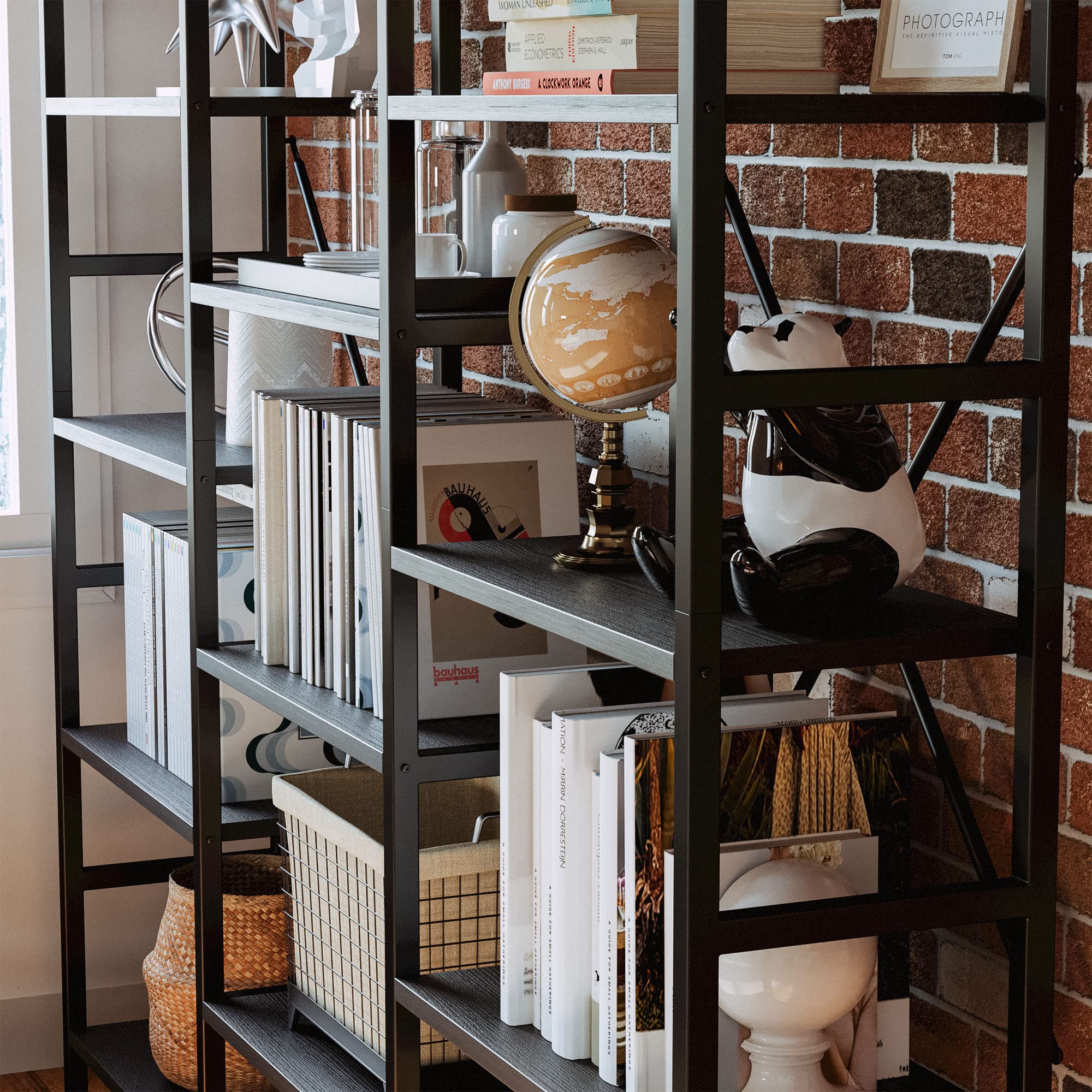 Snapklik.com : IRONCK Bookcases And Bookshelves Triple Wide 5 Tiers ...