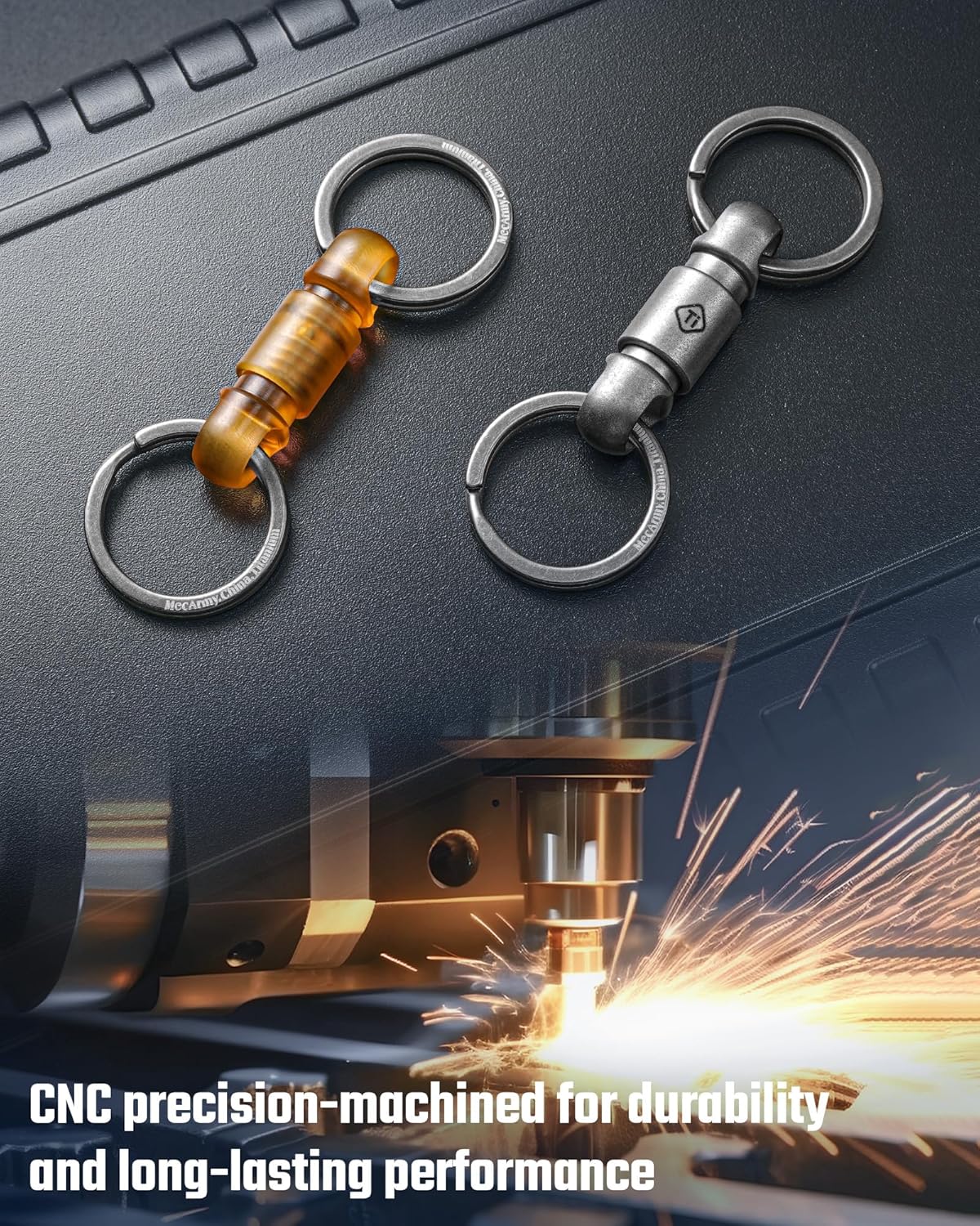 MecArmy CH24 Titanium/PEI Double-Ended Quick Release Keychain, Detachable Key Ring Clip Keychain Holder for EDC & Car Fob