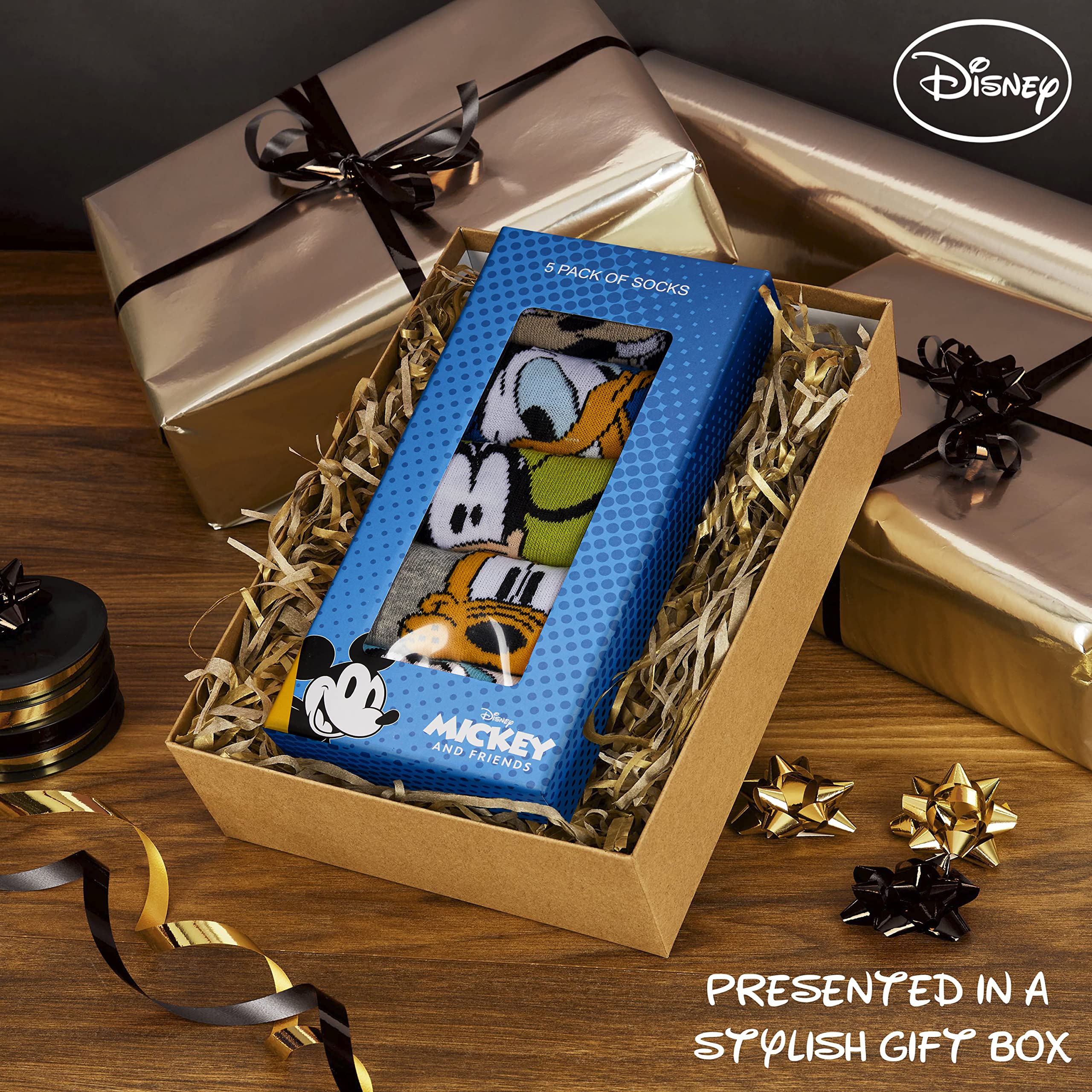 Disney Calze Uomo a Tre Quarti, Pacco da 5 Calzini Uomo Divertenti, Calze Particolari Uomo con Disegni