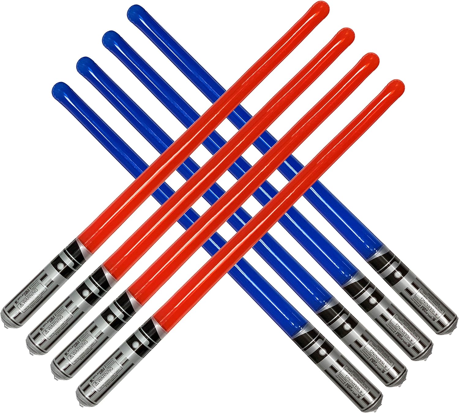 megasumer Pack of 8 Inflatable Light Saber Sword Toys - 4 Red and 4 Blue Lightsabers - Pool, Beach, Party Favors, LARP, Halloween Costume, give Away, Christmas Stocking Stuffer