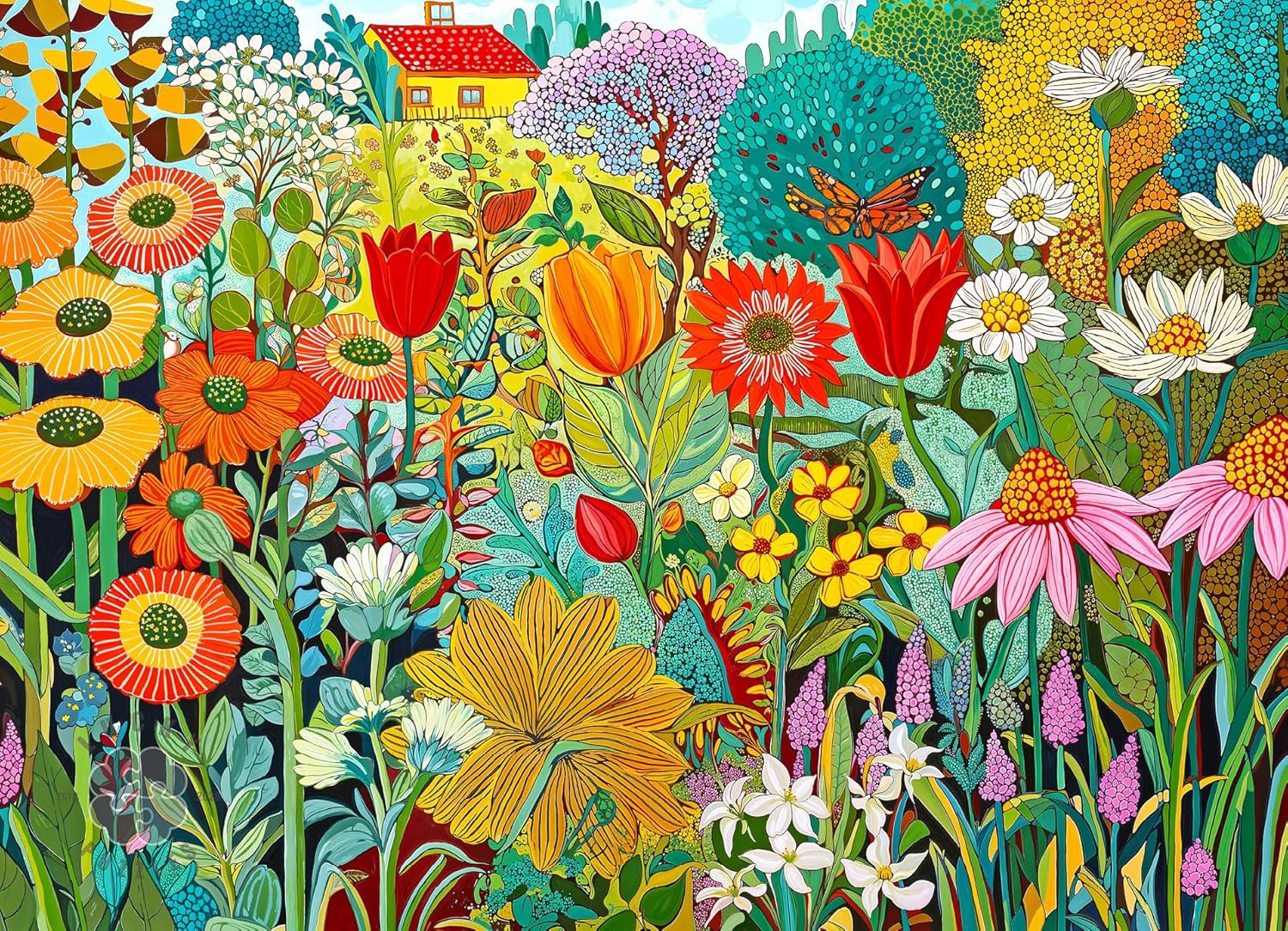 Lucky Puzzles - Shelby Lou's Secret Garden - 1000 Piece Jigsaw Puzzle for Adults | Vibrant Floral Garden Artwork | Challenging Puzzle for Adults for Puzzle Lovers
