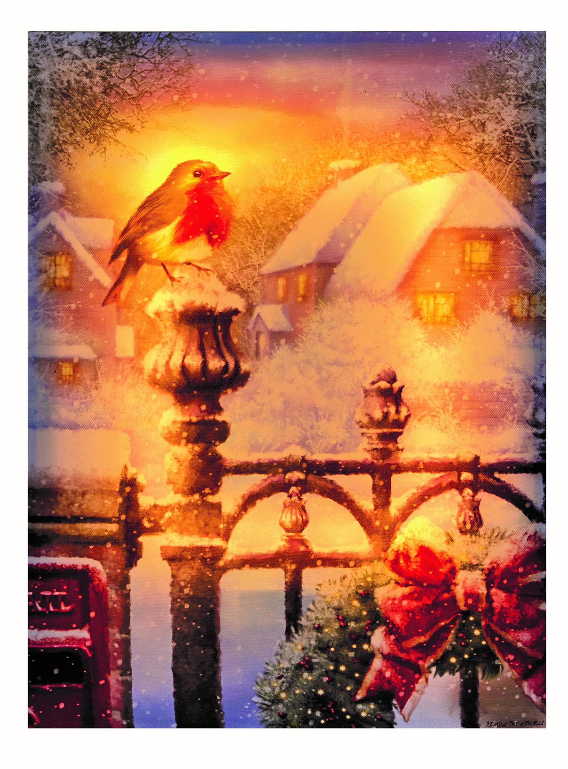 Premier Decorations Fibre optic Led light up Robin on a Letter Box 30 x 40 Centimeter